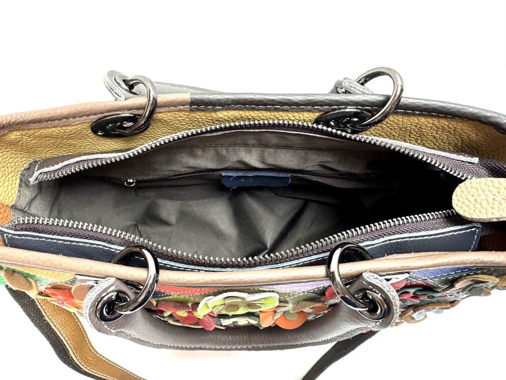 Borsa donna in vera pelle ARIANNA DINI mod. ARIELA, MULTICOLORE - FIORI