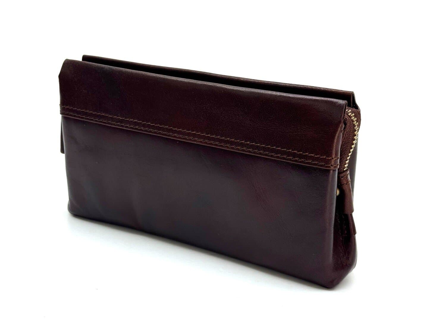  Pochette uomo da polso in vera pelle LEWIS, colore MARRONE, CHIAROSCURO, Made in Italy