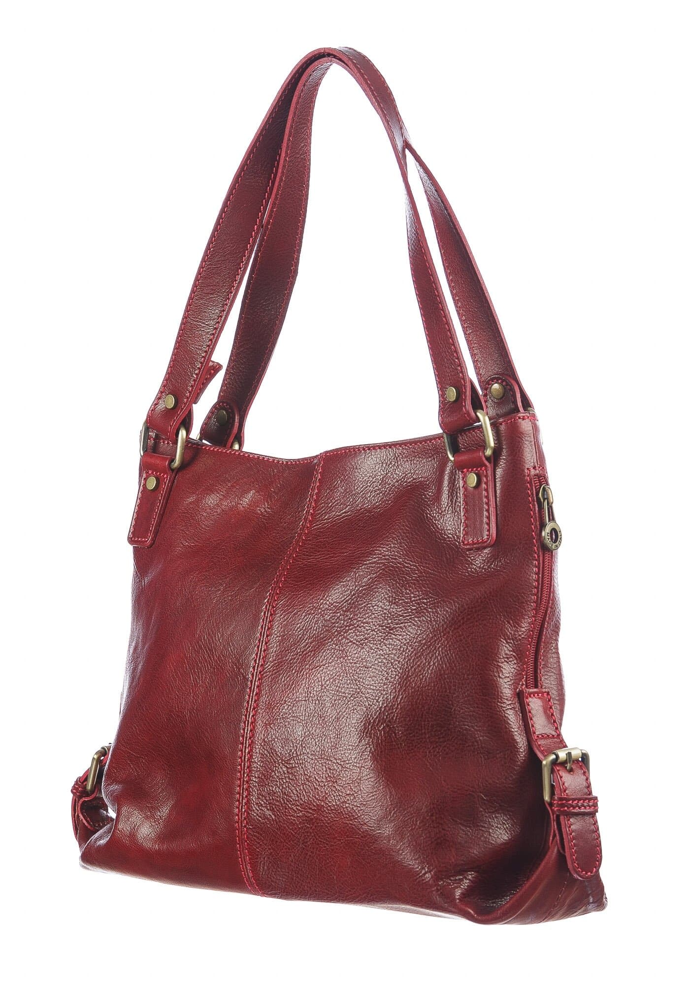 Borsa a spalla da donna in vera pelle ANTONELLA, colore ROSSO, CHIAROSCURO, MADE IN ITALY 