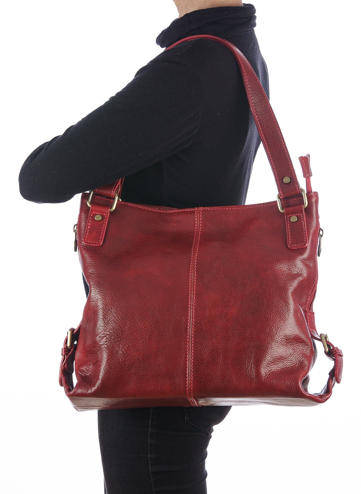 Borsa donna in vera pelle CHIAROSCURO mod. ANTONELLA colore ROSSO Made in Italy