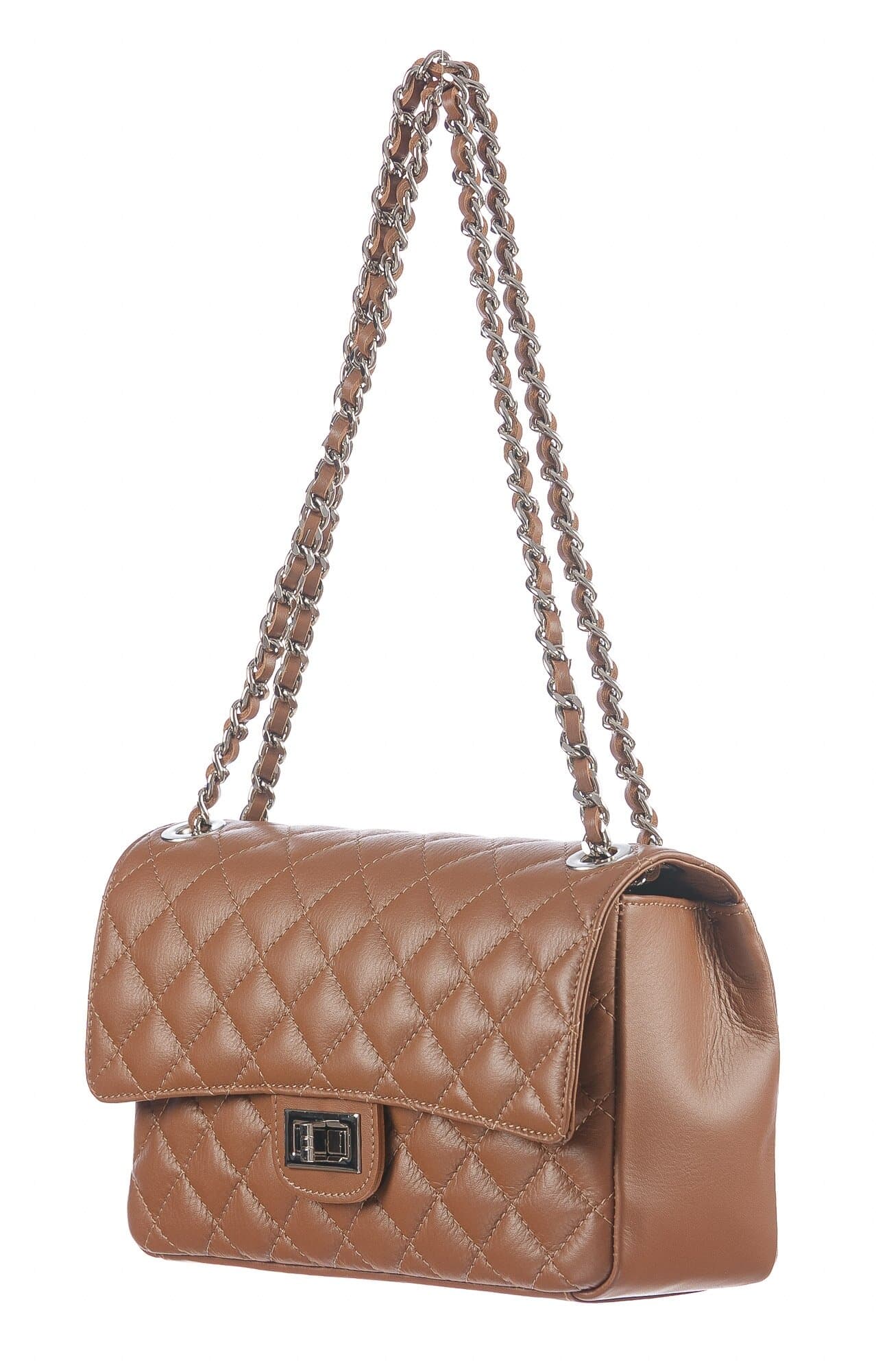 Borsa a spalla da donna in vera pelle CHARLOTTE MEDIUM, colore MIELE, CHIAROSCURO, MADE IN ITALY