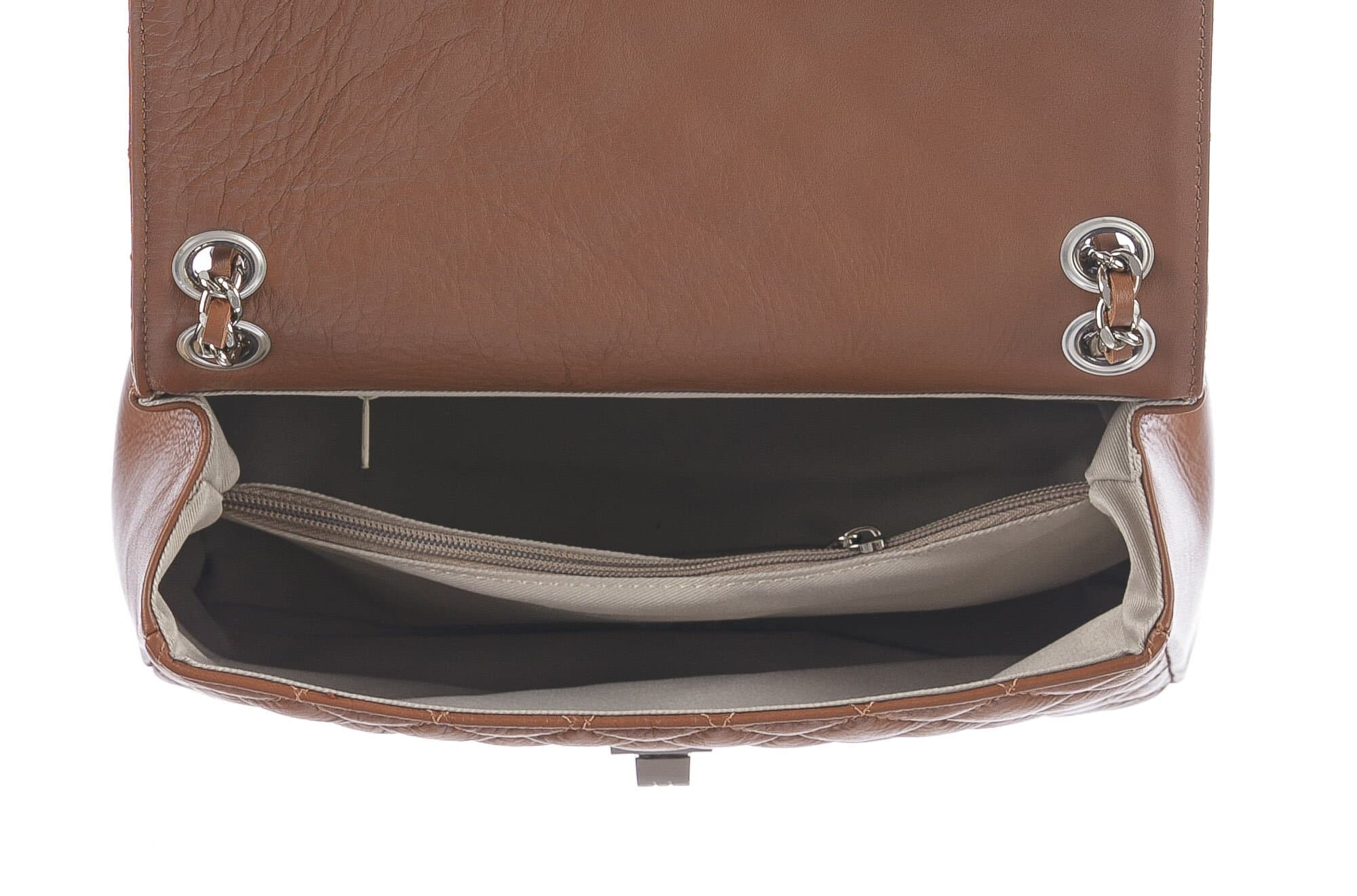 Borsa a spalla da donna in vera pelle CHARLOTTE MEDIUM, colore MIELE, CHIAROSCURO, MADE IN ITALY