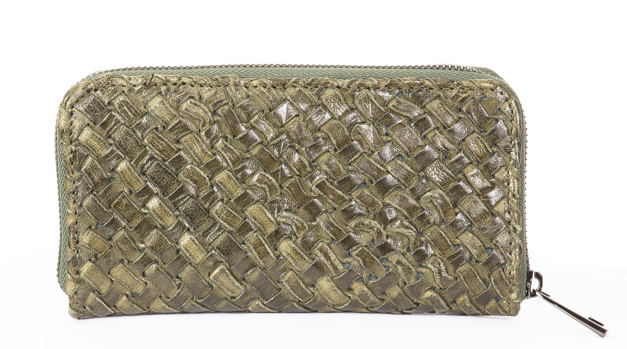 Portafoglio donna in vera pelle CHIARO SCURO mod CALLA, colore VERDE, Made in Italy.