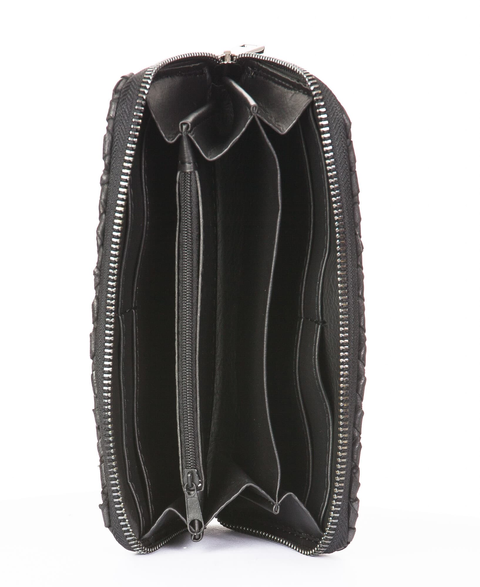 Portafoglio donna in vera pelle CHIARO SCURO mod CALLA, colore NERO, Made in Italy. 