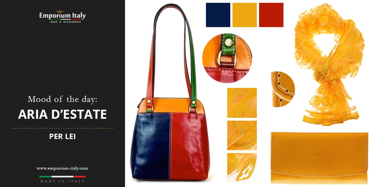 Moodboard: aria d'estate per lei -  Borsa zaino, portafoglio e foulard