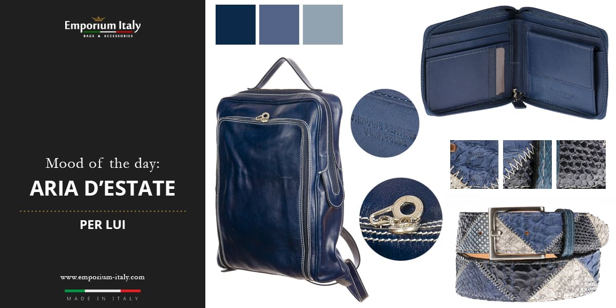 Moodboard: aria d'estate per lui -  Zaino, cintura e portafoglio