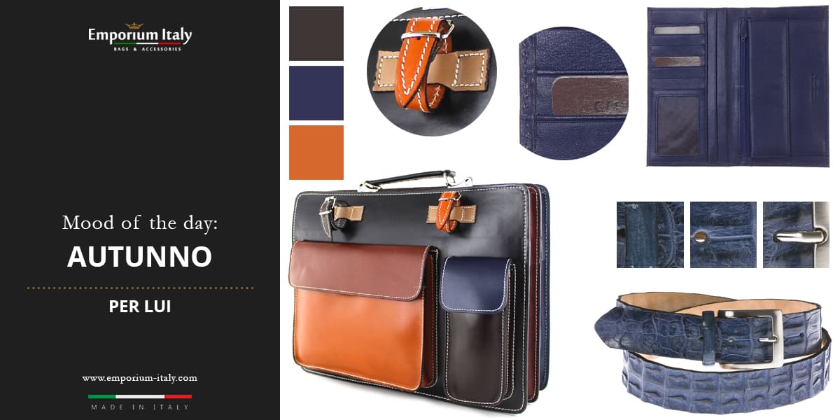 Moodboard: Autunno 2021 Lui -  Borsa ufficio, portafoglio e cintura