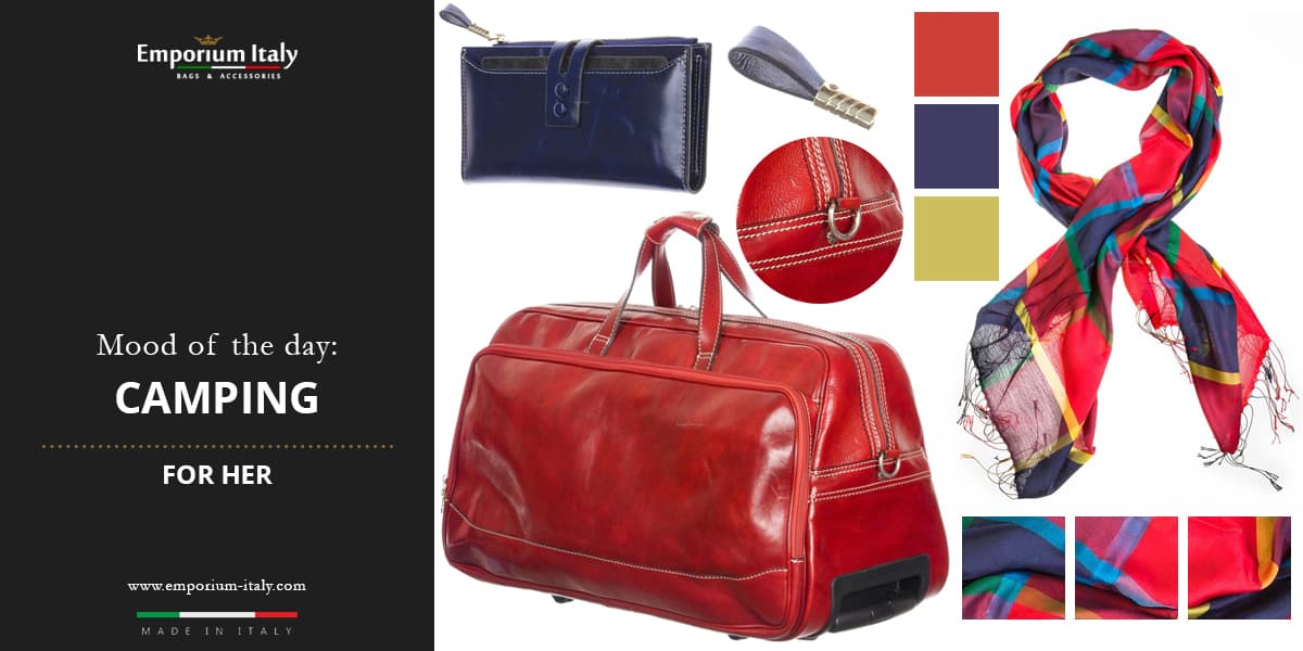 Moodboard: camping for her – duffle bag, wallet and scarf