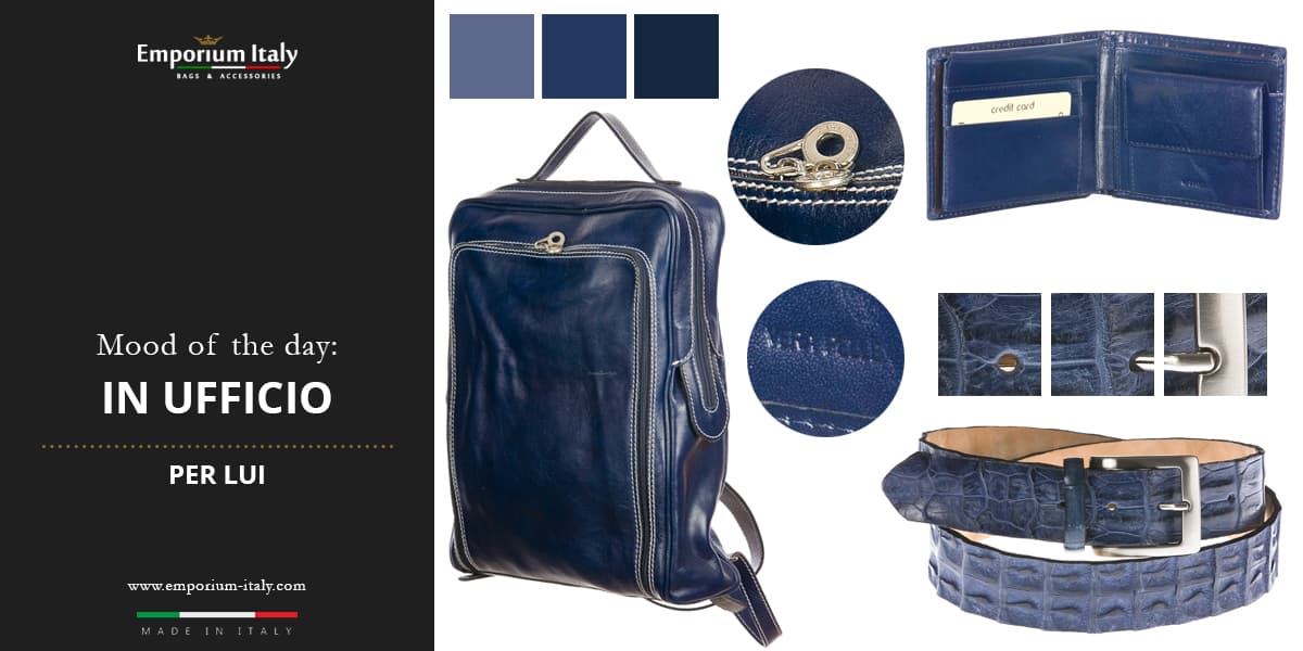 Moodboard: in ufficio per lui - zaino, portafoglio e cintura