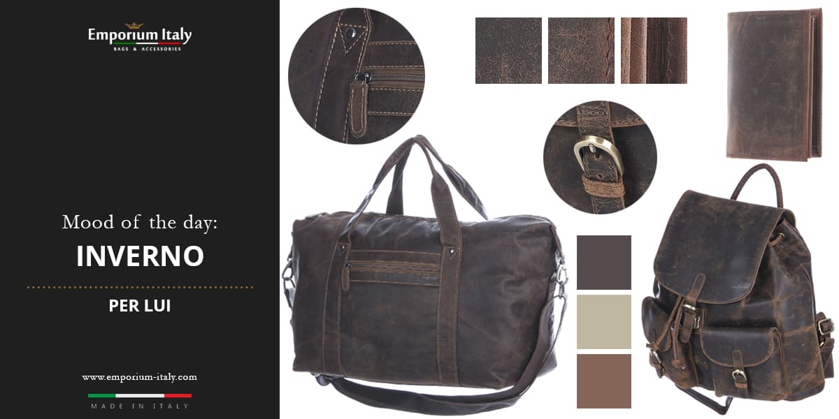 Moodboard: inverno per lui - zaino, portafoglio e borsone