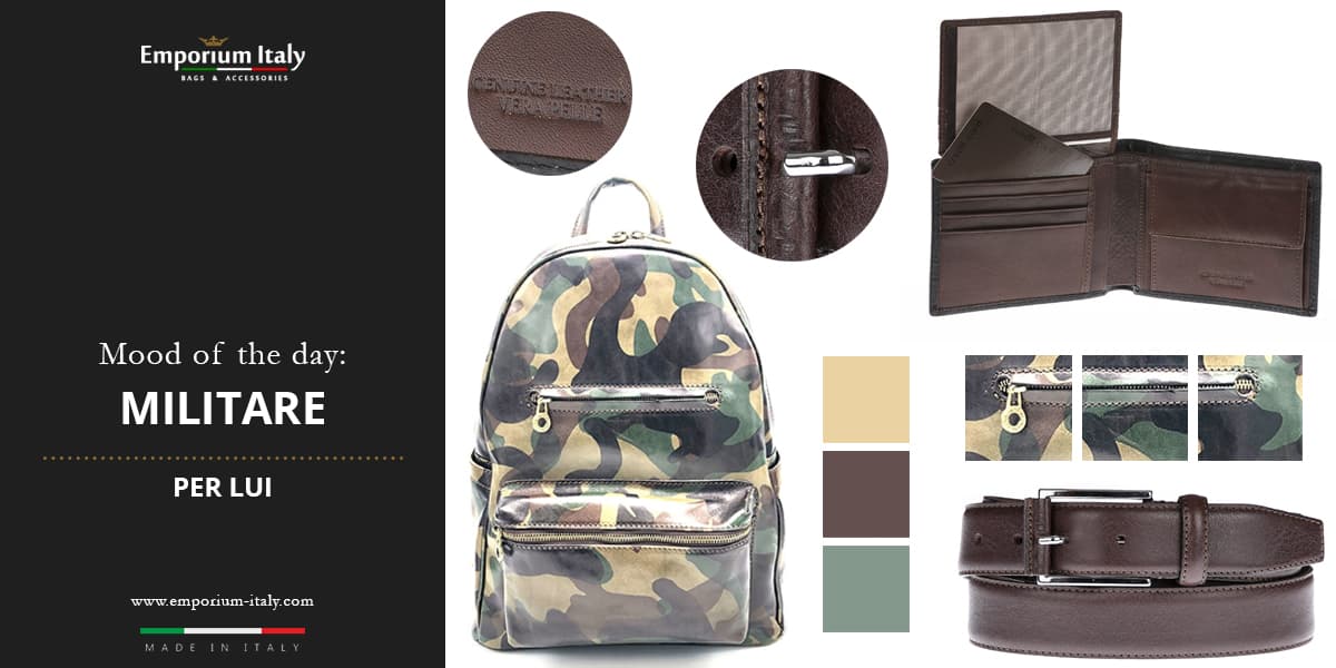 Moodboard: militare per lui - zaino, portafoglio e cintura 