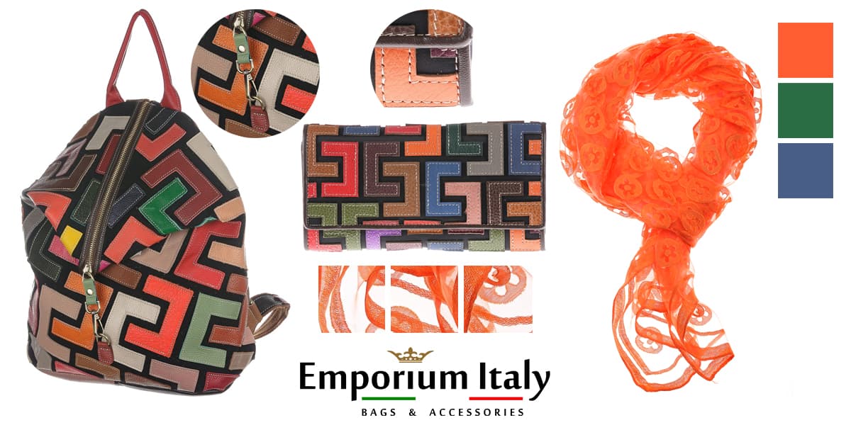 Moodboard: Giugno a colori - Borsa zaino, portafoglio in pelle e foulard