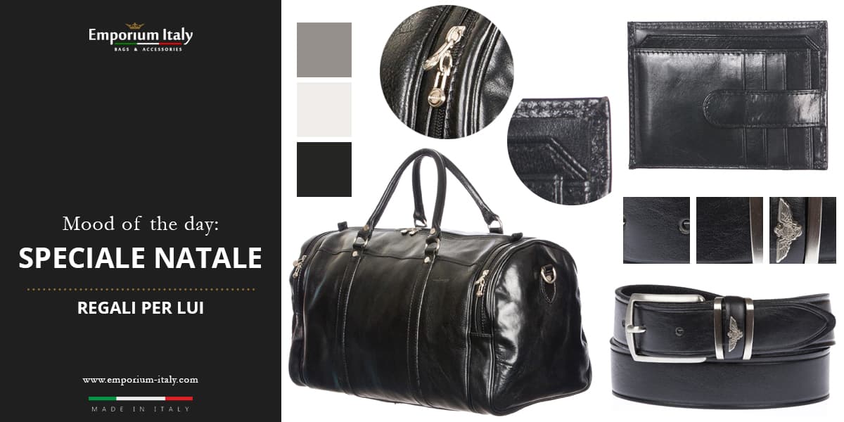 Moodboard: Speciale Natale, Regali per lui - Borsone, porta tessere e cintura