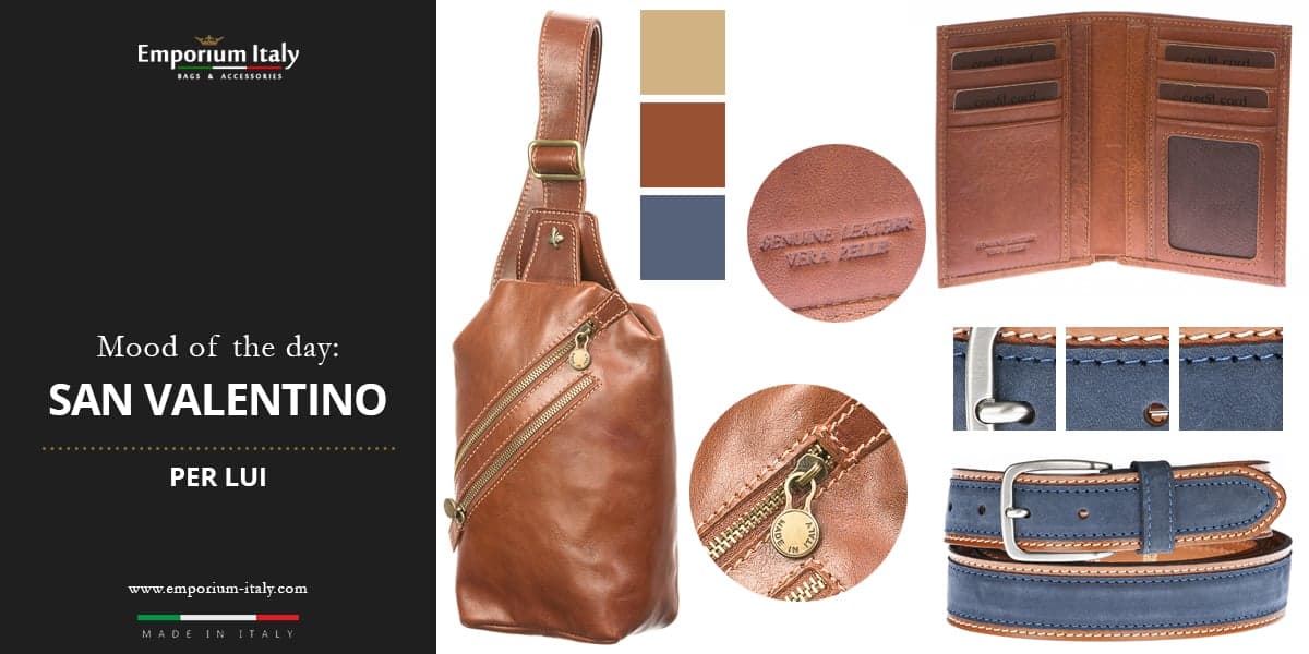 Moodboard: Speciale San Valentino per lui - Borsa spalla, portafoglio e cintura