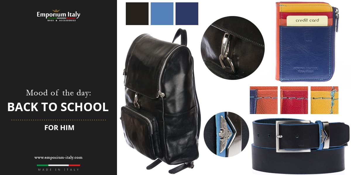 Moodboard: back to school for him – backpack, card holder, belt
