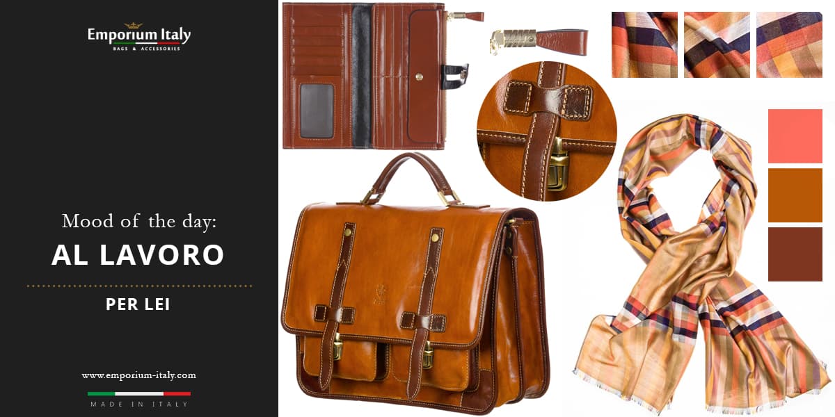 Moodboard: al lavoro per lei - borsa da ufficio, portafoglio e sciarpa