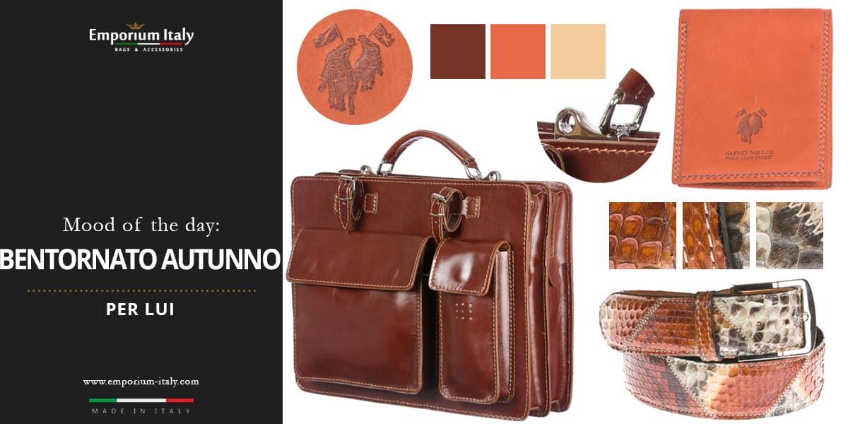Moodboard: bentornato autunno per lui - borsa business, portafoglio e cintura