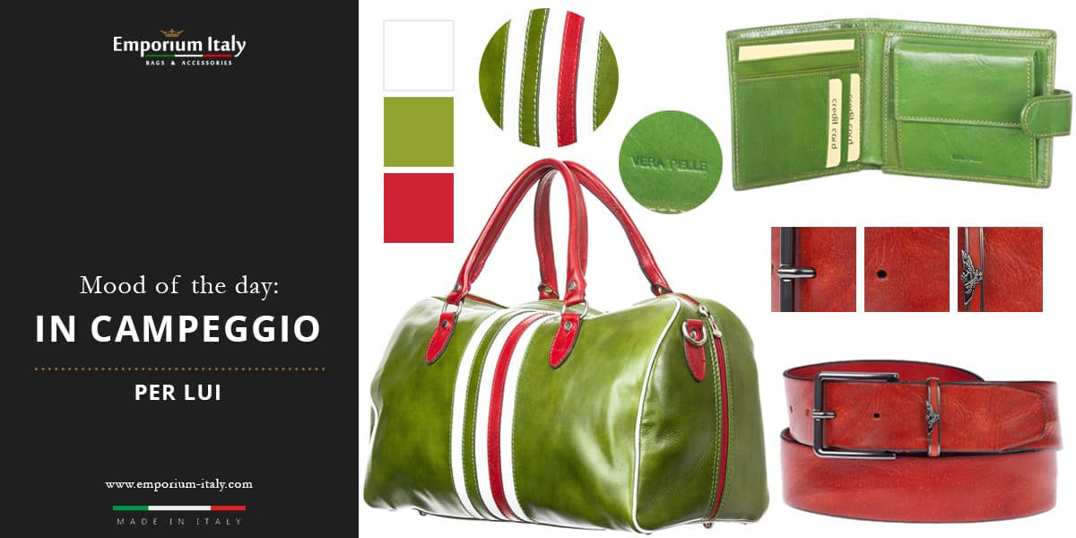 Moodboard: in campeggio per lui - borsa da viaggio, portafoglio e cintura