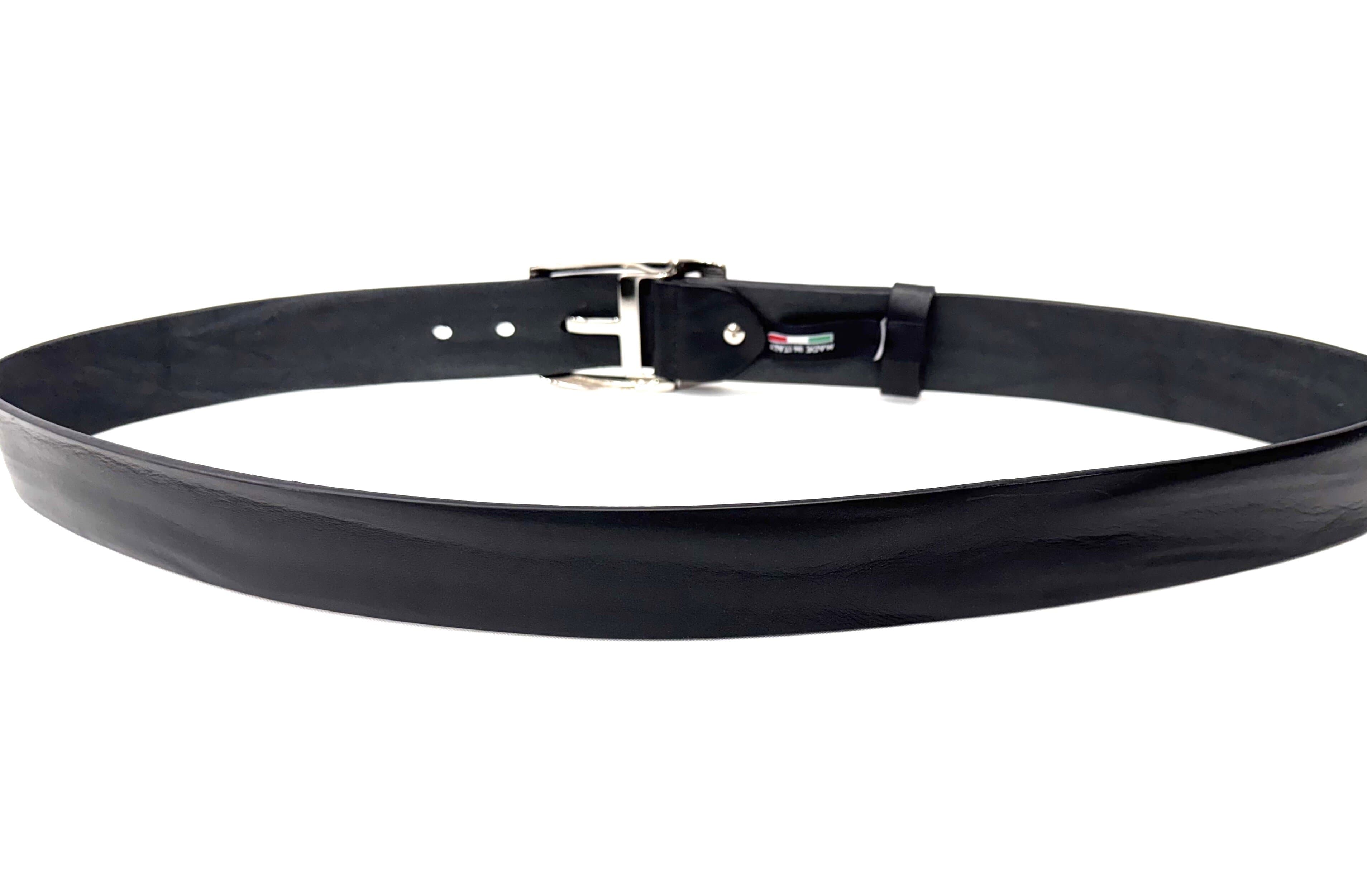Cintura uomo in vera pelle mod. TERNI colore NERO, CHIAROSCURO, Made in Italy