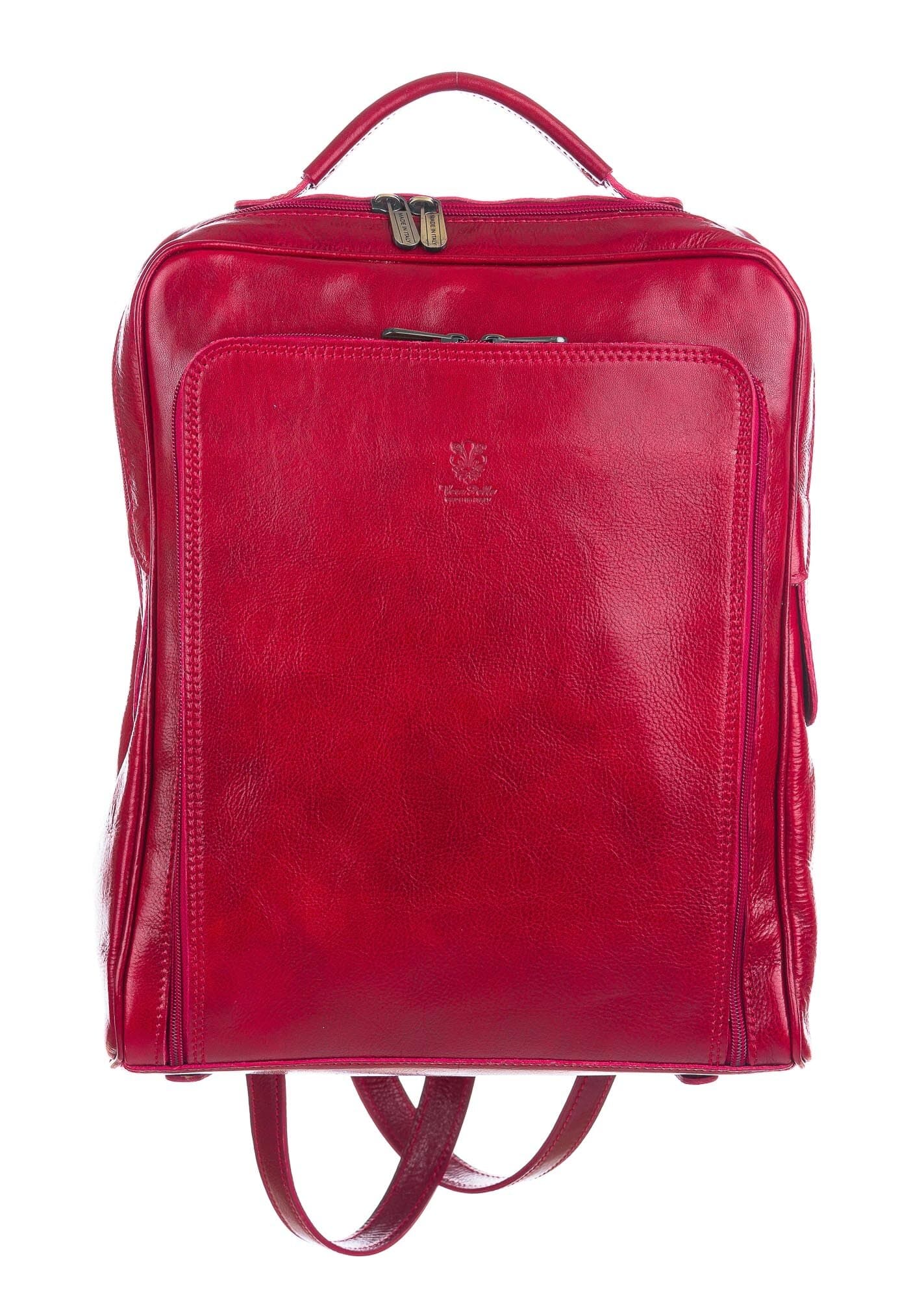 Backpack buffered real leather mod. MONTE BIANCO maxi, colour RED