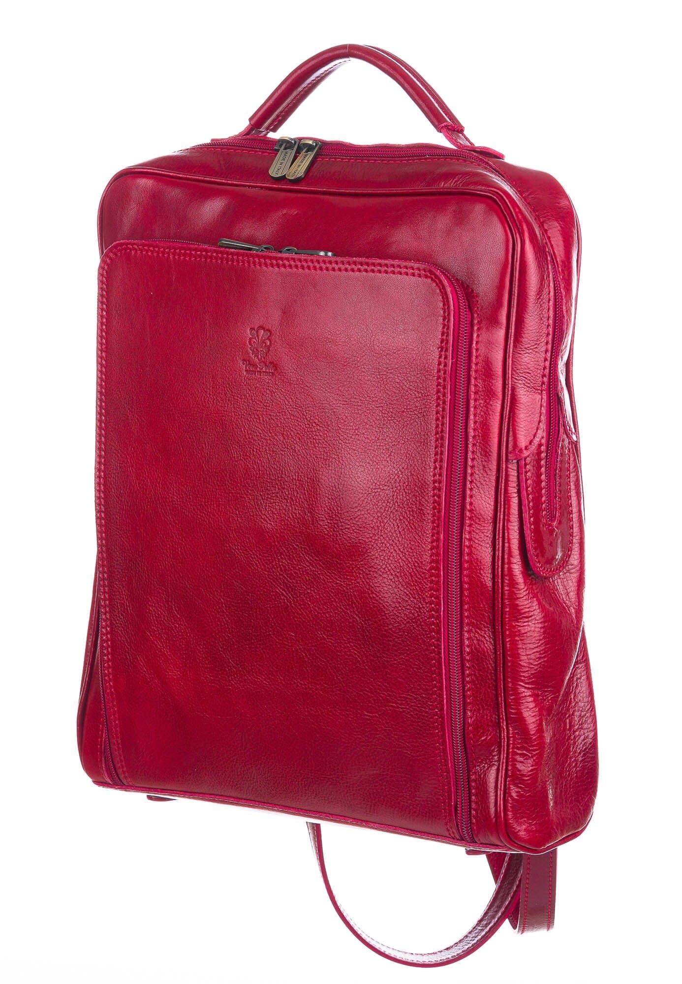 Backpack buffered real leather mod. MONTE BIANCO maxi, colour RED