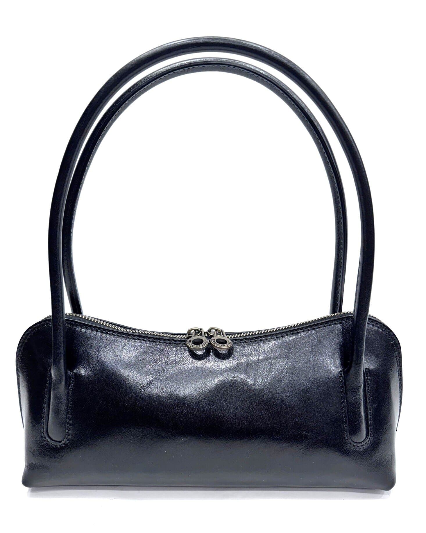 Borsa donna in vera pelle CHIAROSCURO mod. EDA, colore NERO, Made in Italy