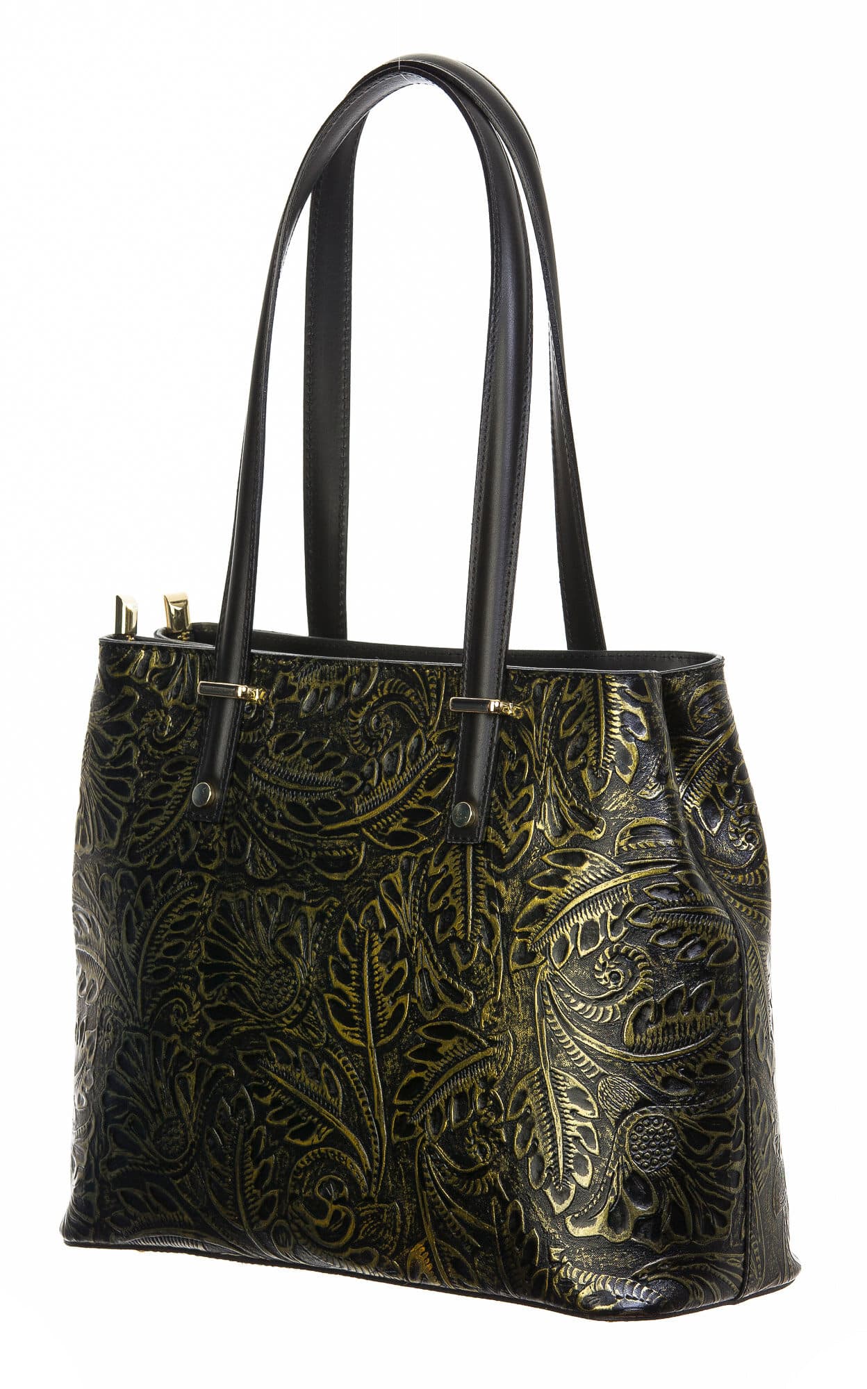 Borsa donna in vera pelle, CHIAROSCURO, mod MEGHI colore NERO, Made in Italy.