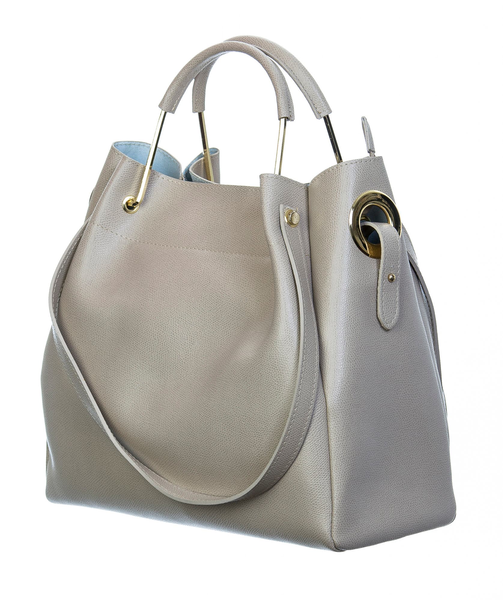 Borsa donna in vera pelle, CHIARO SCURO, mod KAROLINA colore GRIGIO, Made in Italy.
