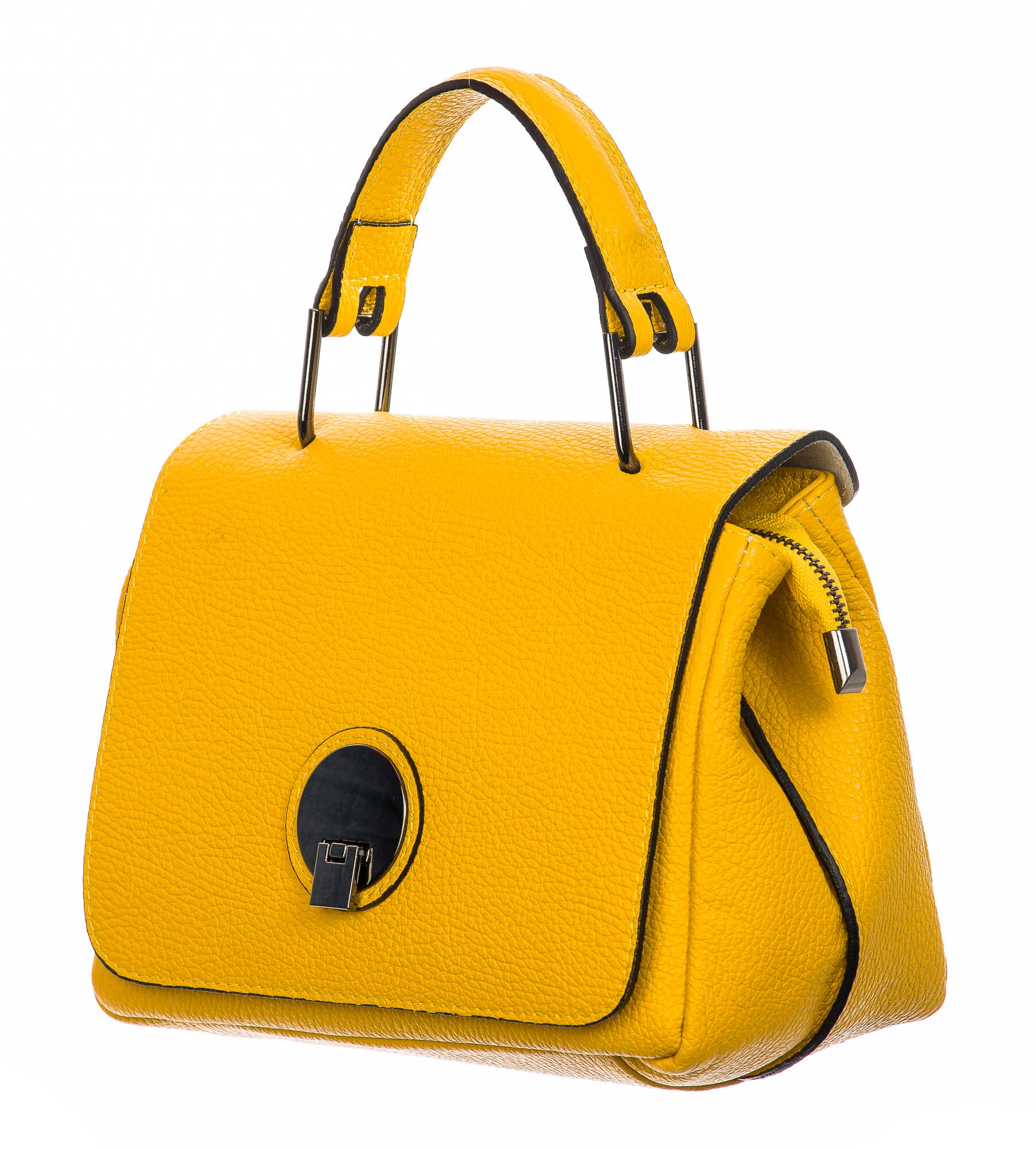 Borsa donna in vera pelle, CHIAROSCURO, mod EVELIN colore giallo, Made in Italy.