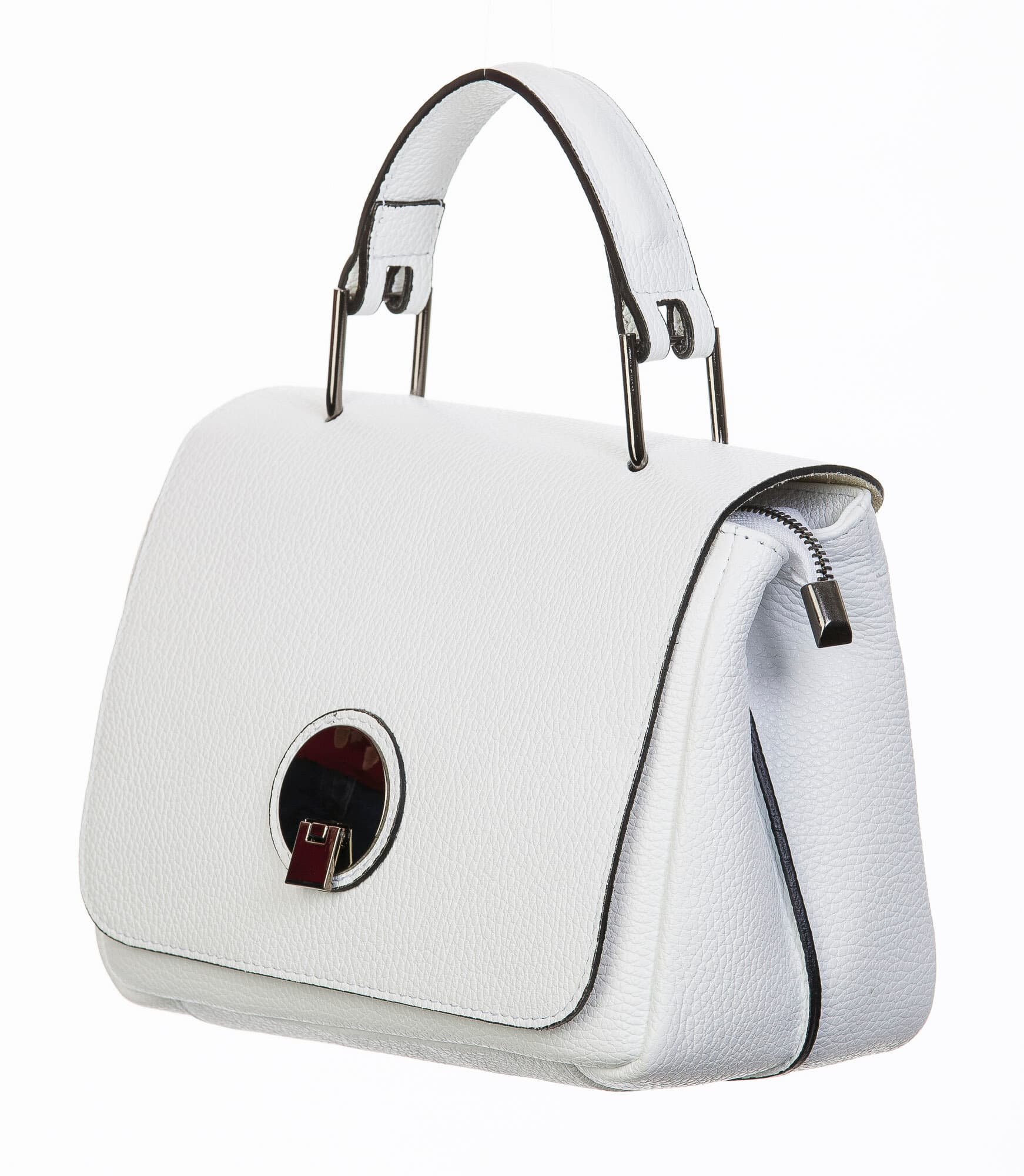 Borsa donna in vera pelle, CHIAROSCURO, mod EVELIN colore bianco, Made in Italy.