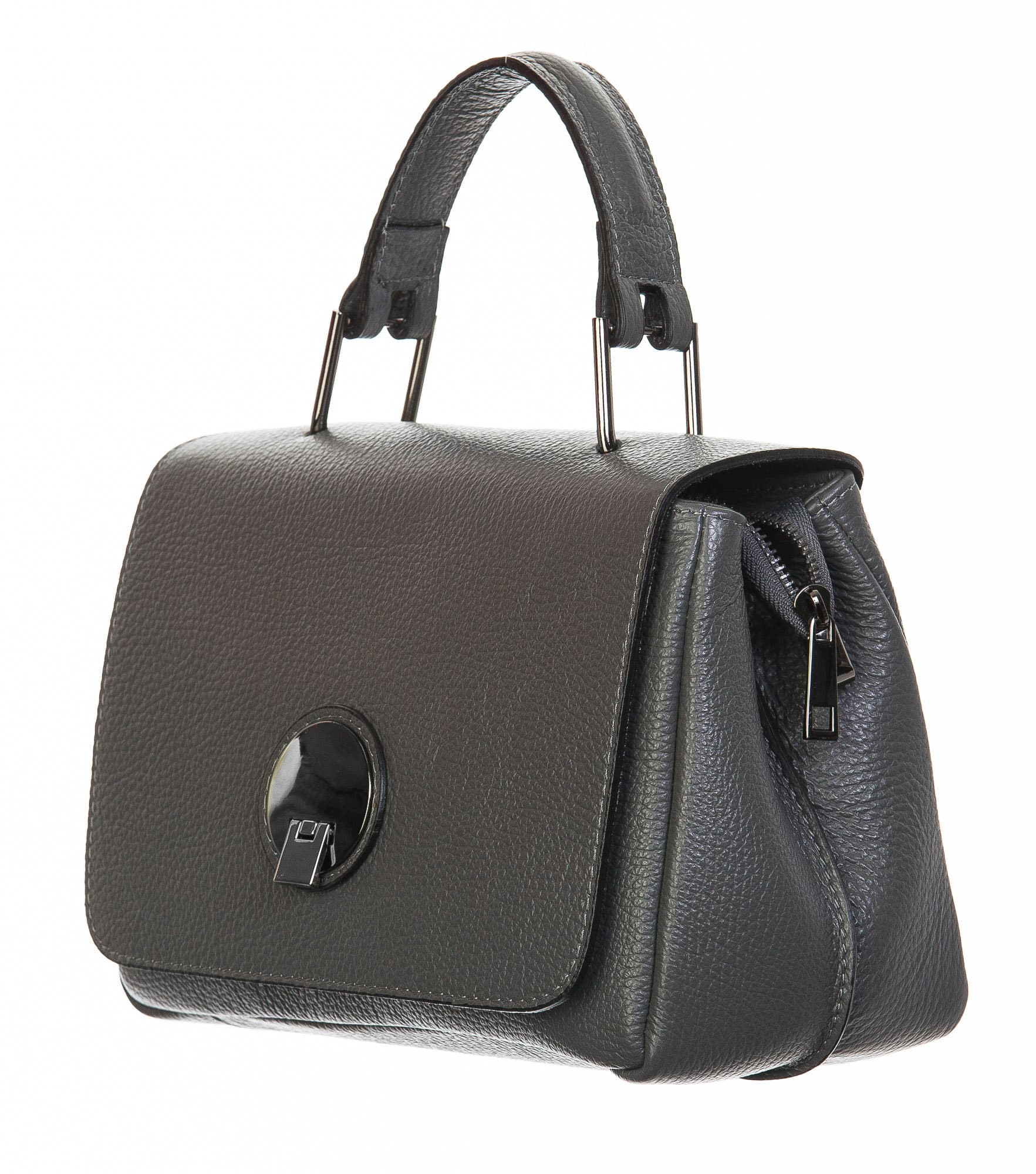 Borsa donna in vera pelle, CHIAROSCURO, mod EVELIN colore grigio, Made in Italy.