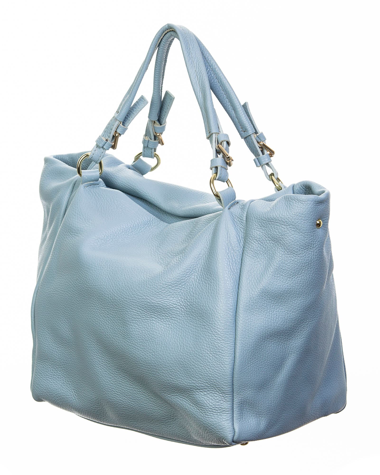 Borsa donna in vera pelle, CHIAROSCURO, mod ELODY colore azzurro, Made in Italy.