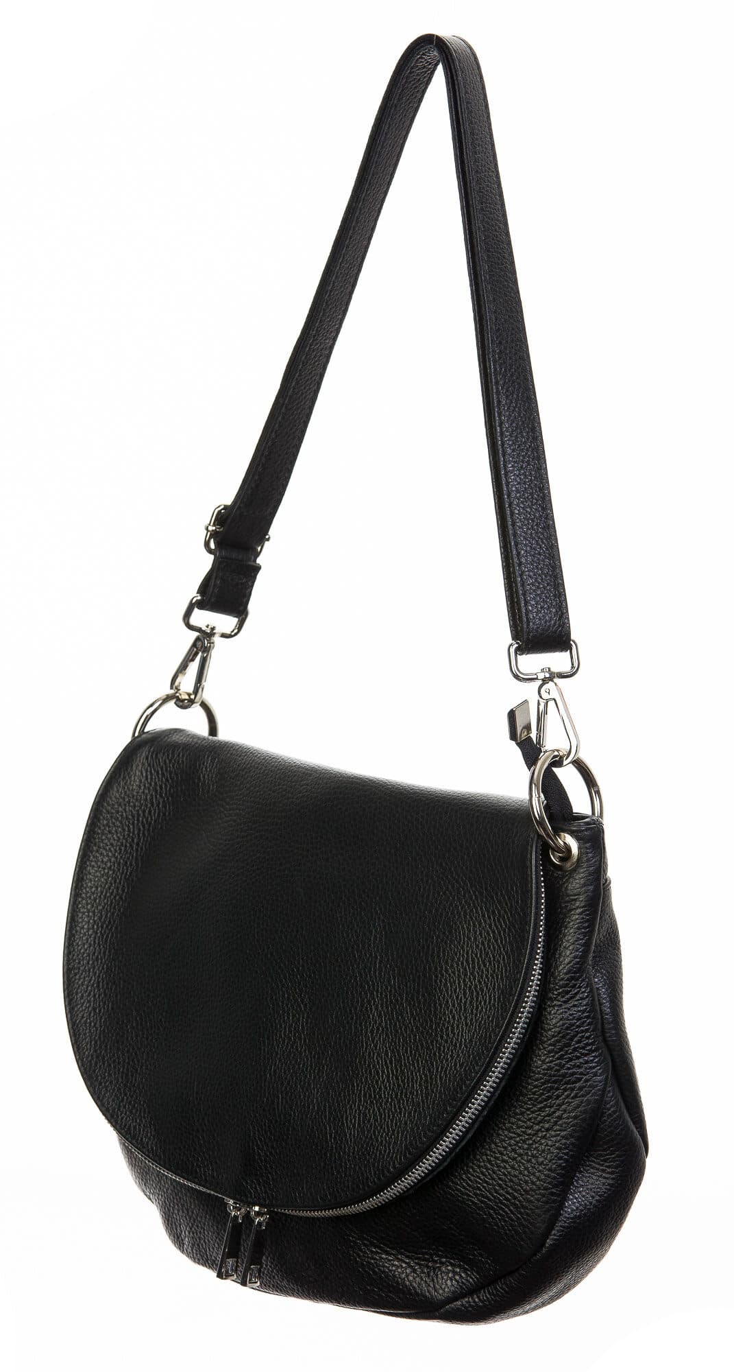 Borsa donna in vera pelle, CHIAROSCURO, mod LETIZIA colore nero, Made in Italy.