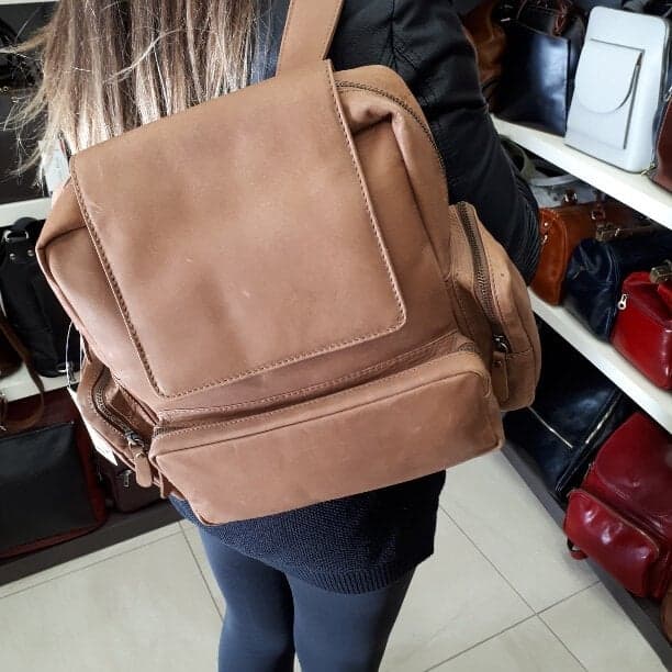 MONTE DIRAN: zaino uomo / donna in pelle nabuk, colore : MARRONE, Made in Italy
