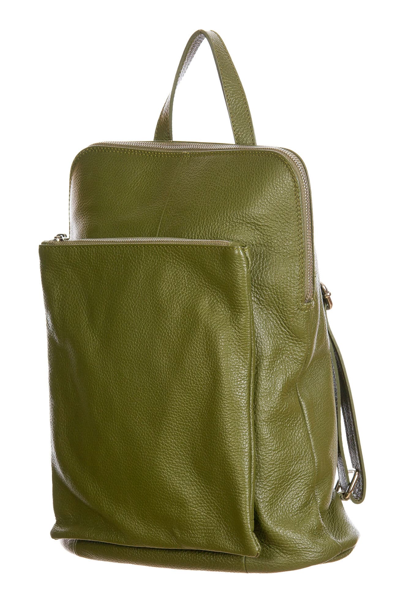 MONVISO : borsa - zaino donna, pelle morbida, colore: VERDE, Made in Italy