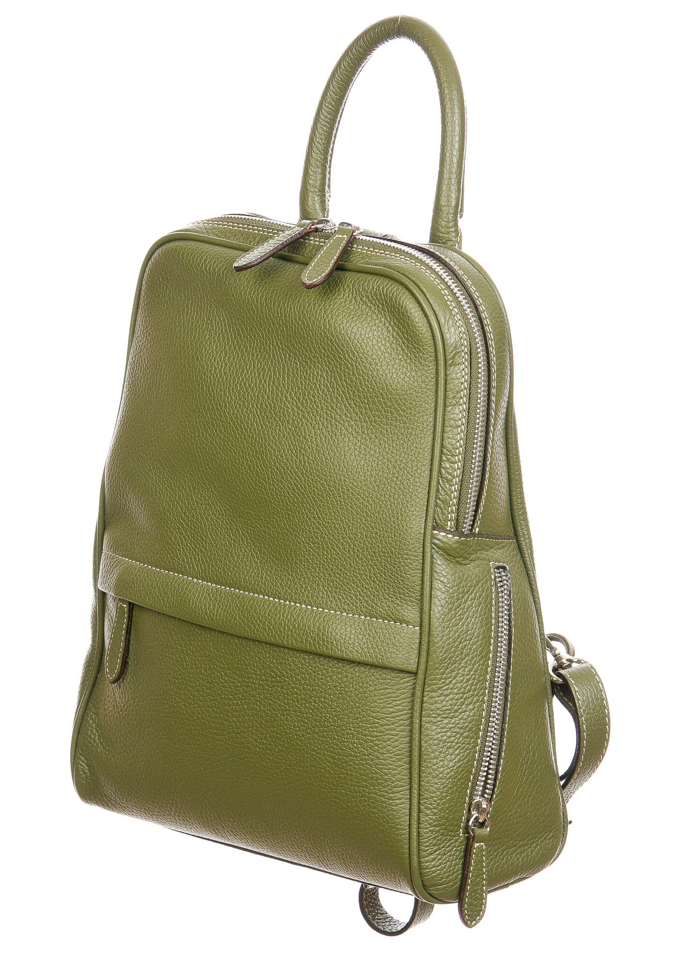 Monte CERVINO: zaino donna, pelle morbida, colore: VERDE, Made in Italy