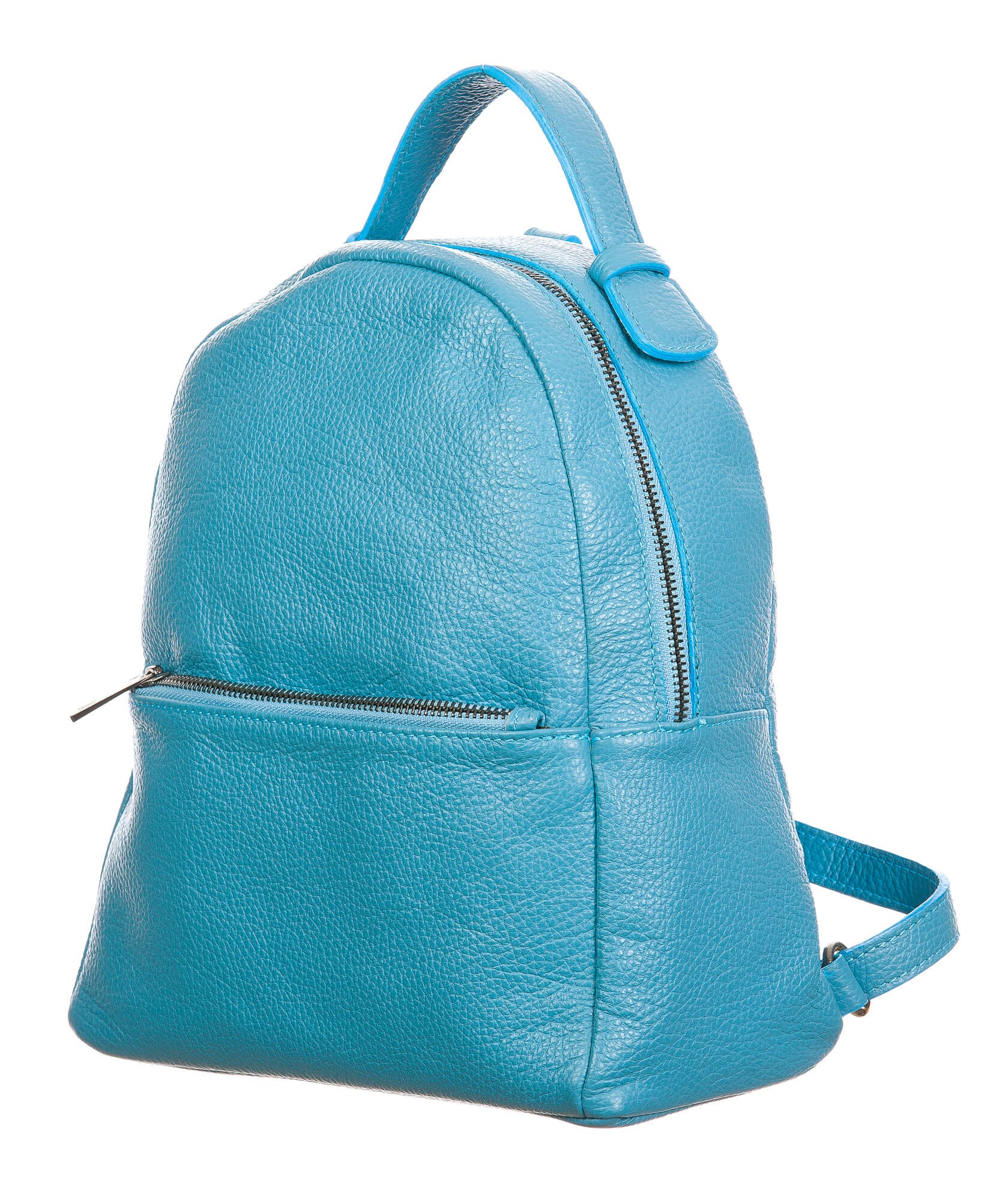 Monte NEVIS : zaino donna, pelle morbida, colore : AZZURRO, Made in Italy