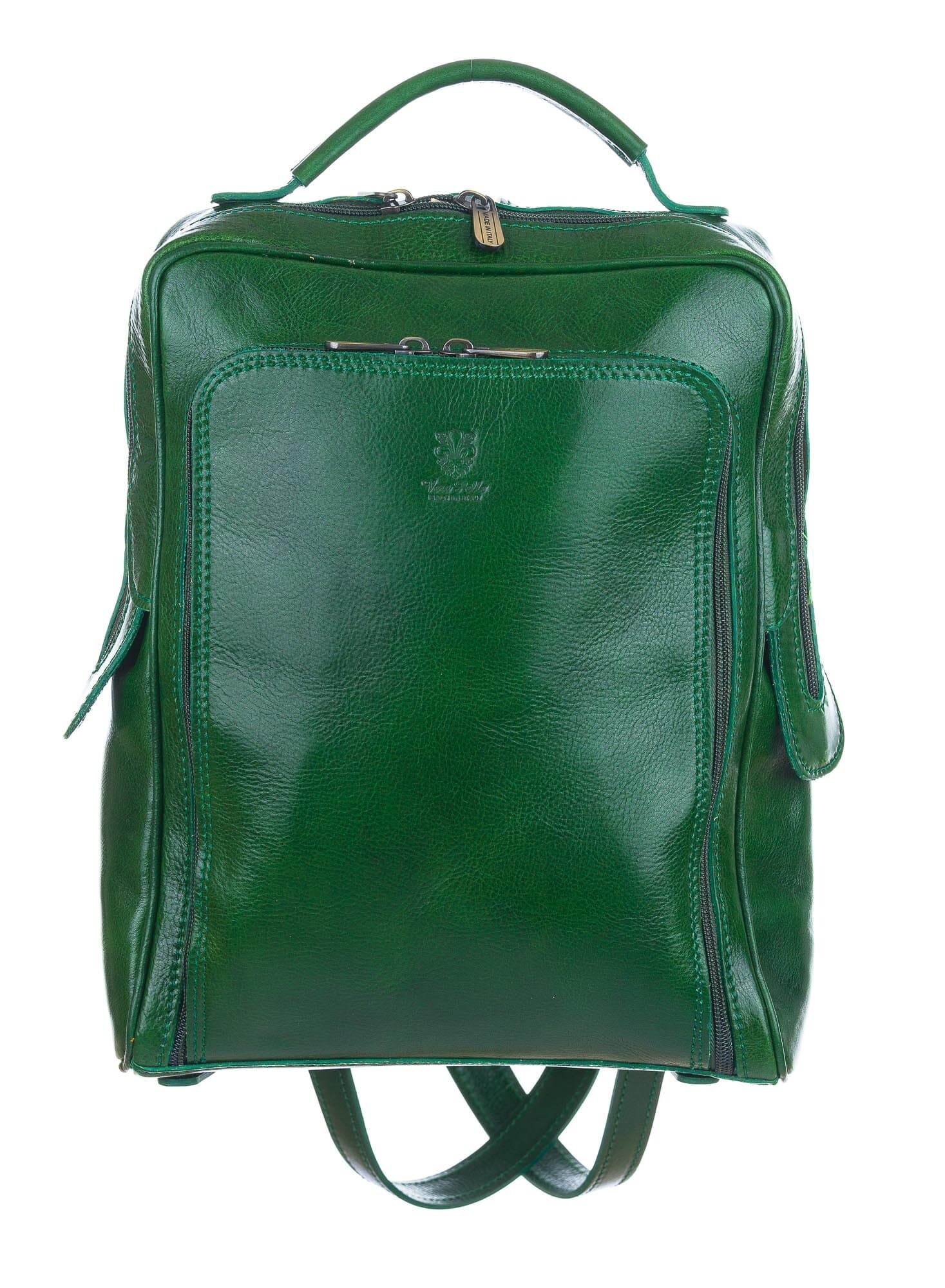 MONTE BIANCO: zaino uomo / donna, vero cuoio, colore VERDE, Made in Italy