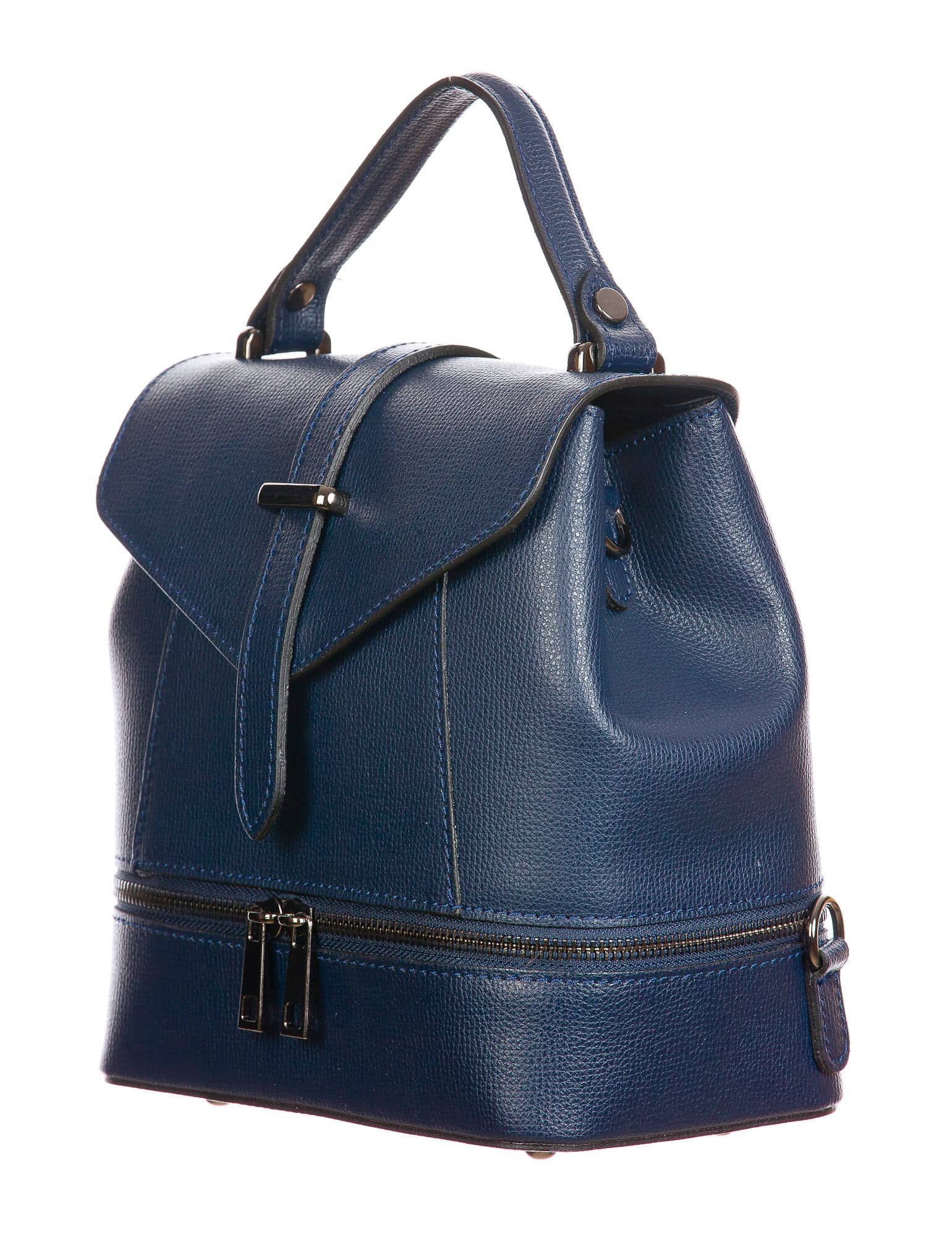 CAMY : borsa - zaino donna, pelle safiano rigida, colore : BLU, Made in Italy.