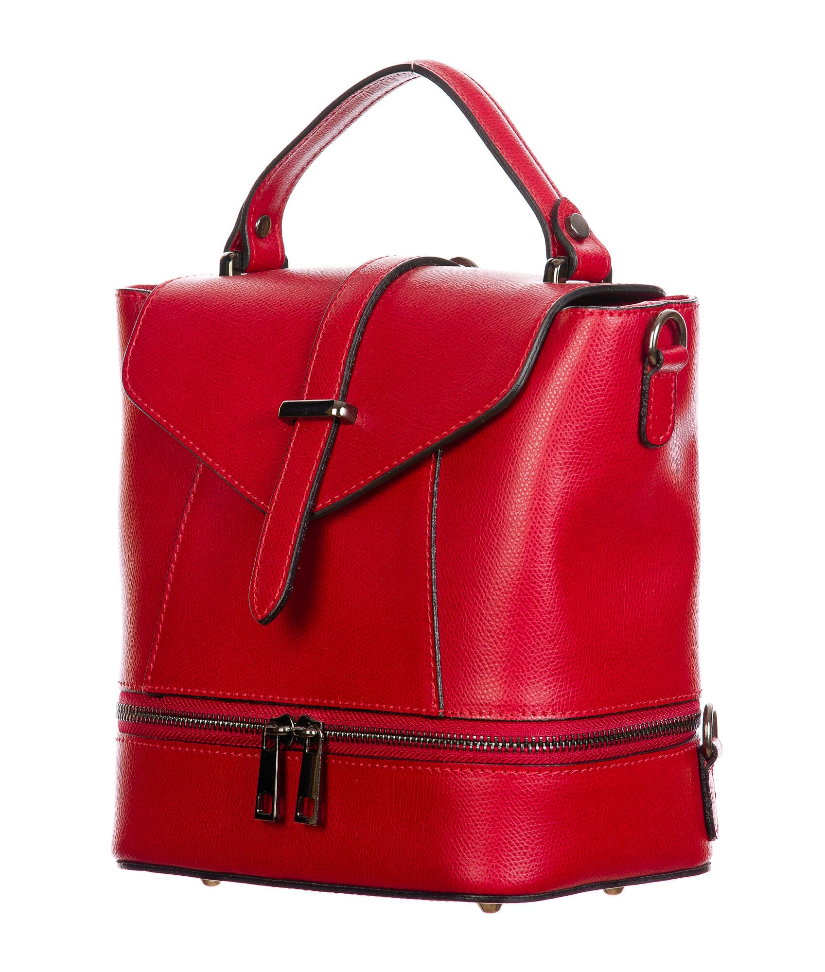 CAMY : borsa - zaino donna, pelle safiano rigida, colore : ROSSO, Made in Italy.