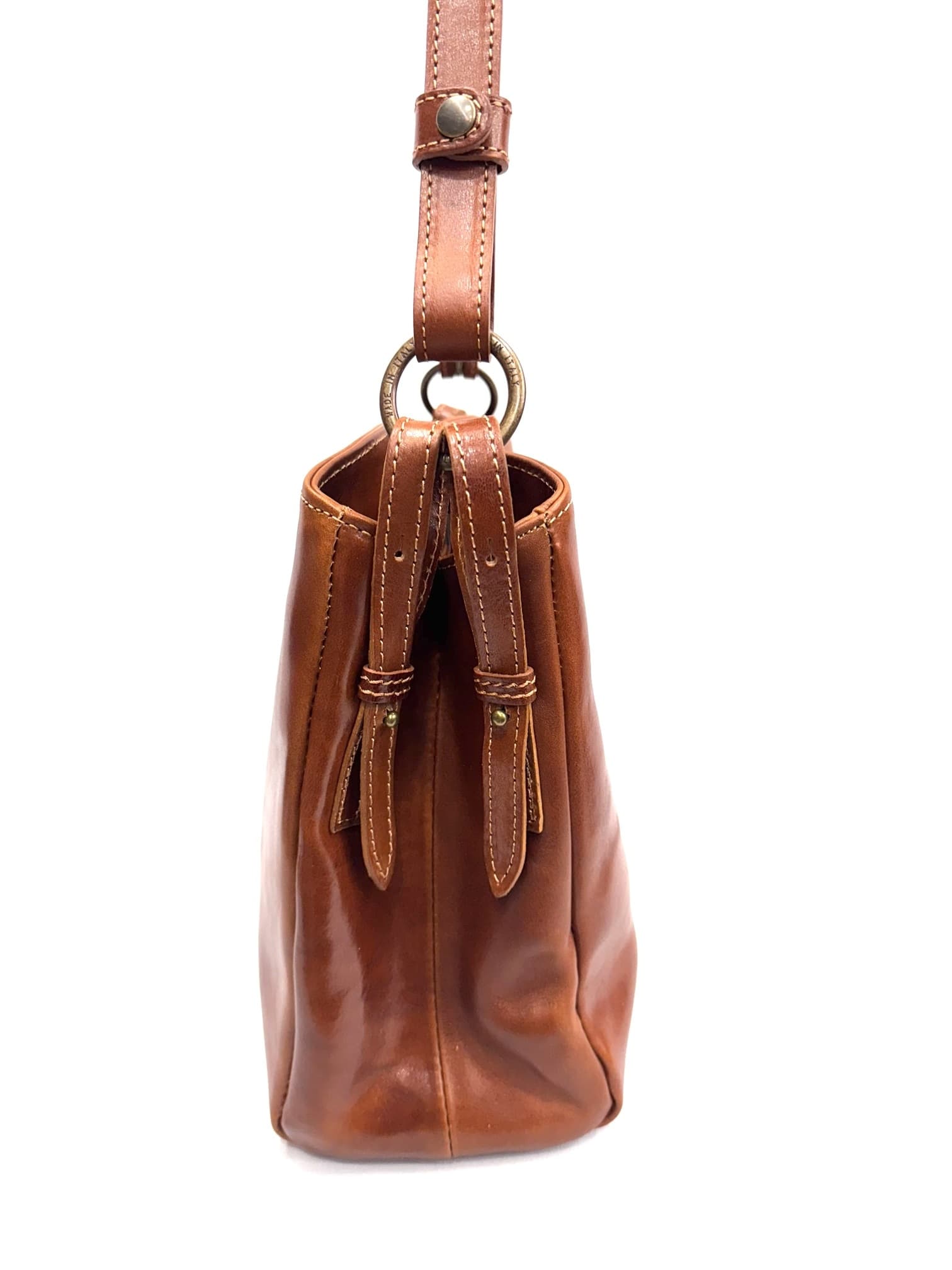 ORNELLA BIG : borsa donna a spalla in cuoio, colore : MIELE, Made in Italy
