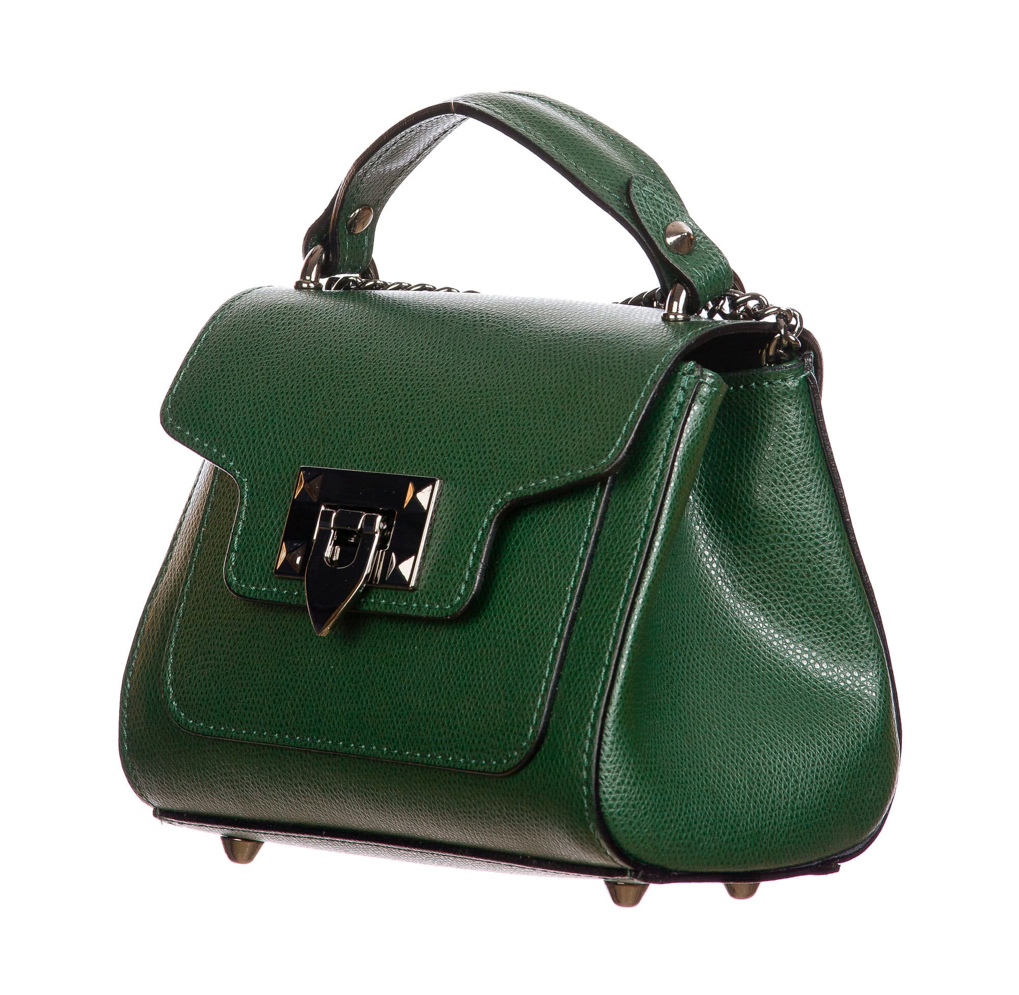 AGNES : borsa donna mini, pelle saffiano, colore : VERDE SCURO, Made in Italy