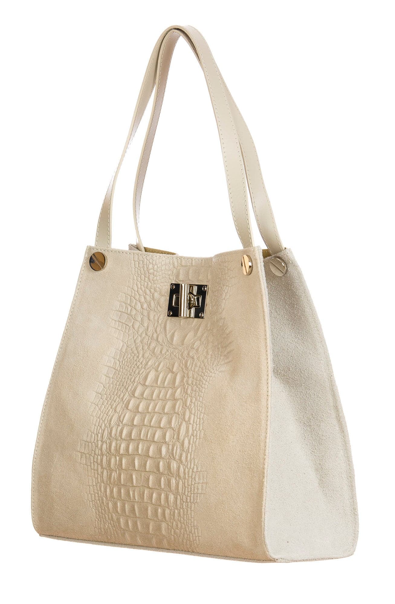 CORINNE: borsa donna a spalla, semirigida, pelle morbida, colore: BEIGE CHIARO, Made in Italy (Borsa)