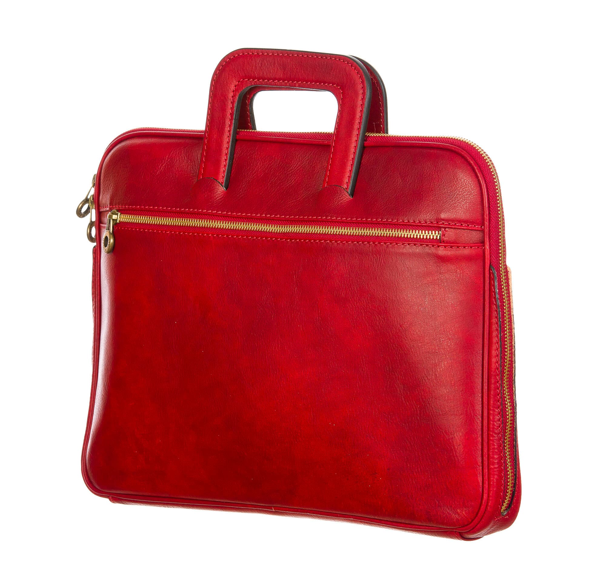 ENEA : cartella ufficio / porta pc, uomo - donna, in cuoio, colore : ROSSO, Made in Italy. (Borsa)
