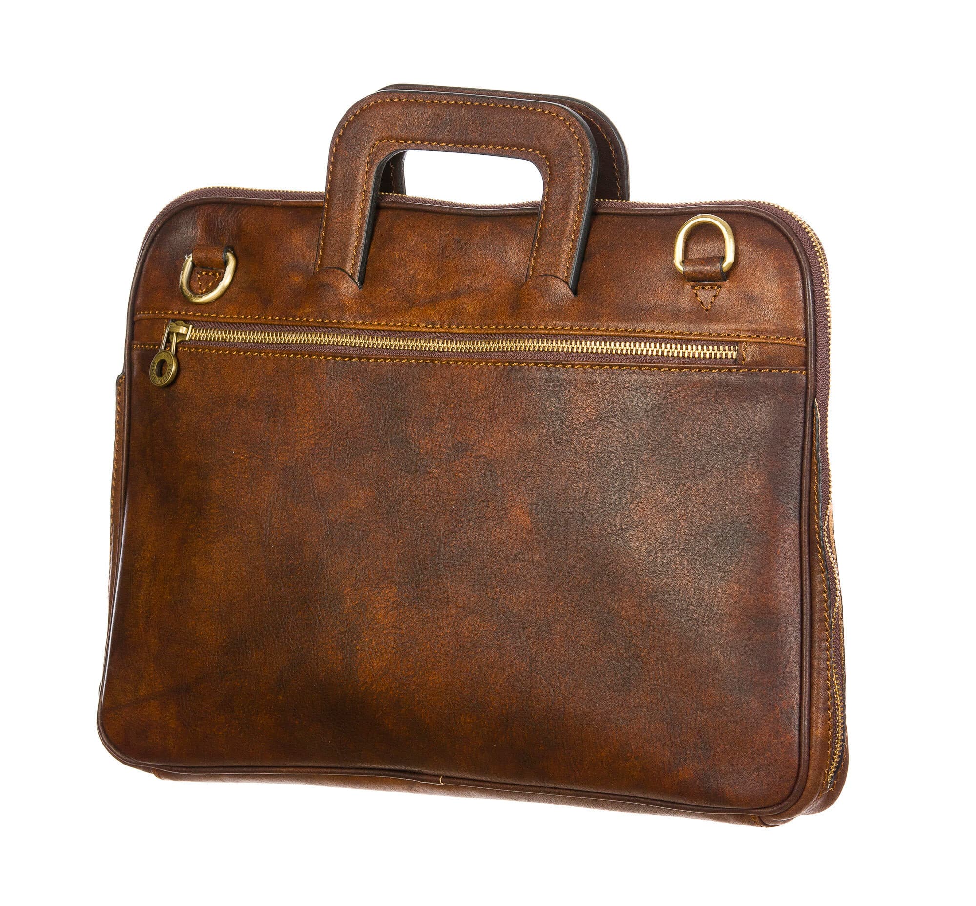 ENEA : cartella ufficio / porta pc, uomo - donna, in cuoio, colore : TESTAMORO, Made in Italy. (Borsa)