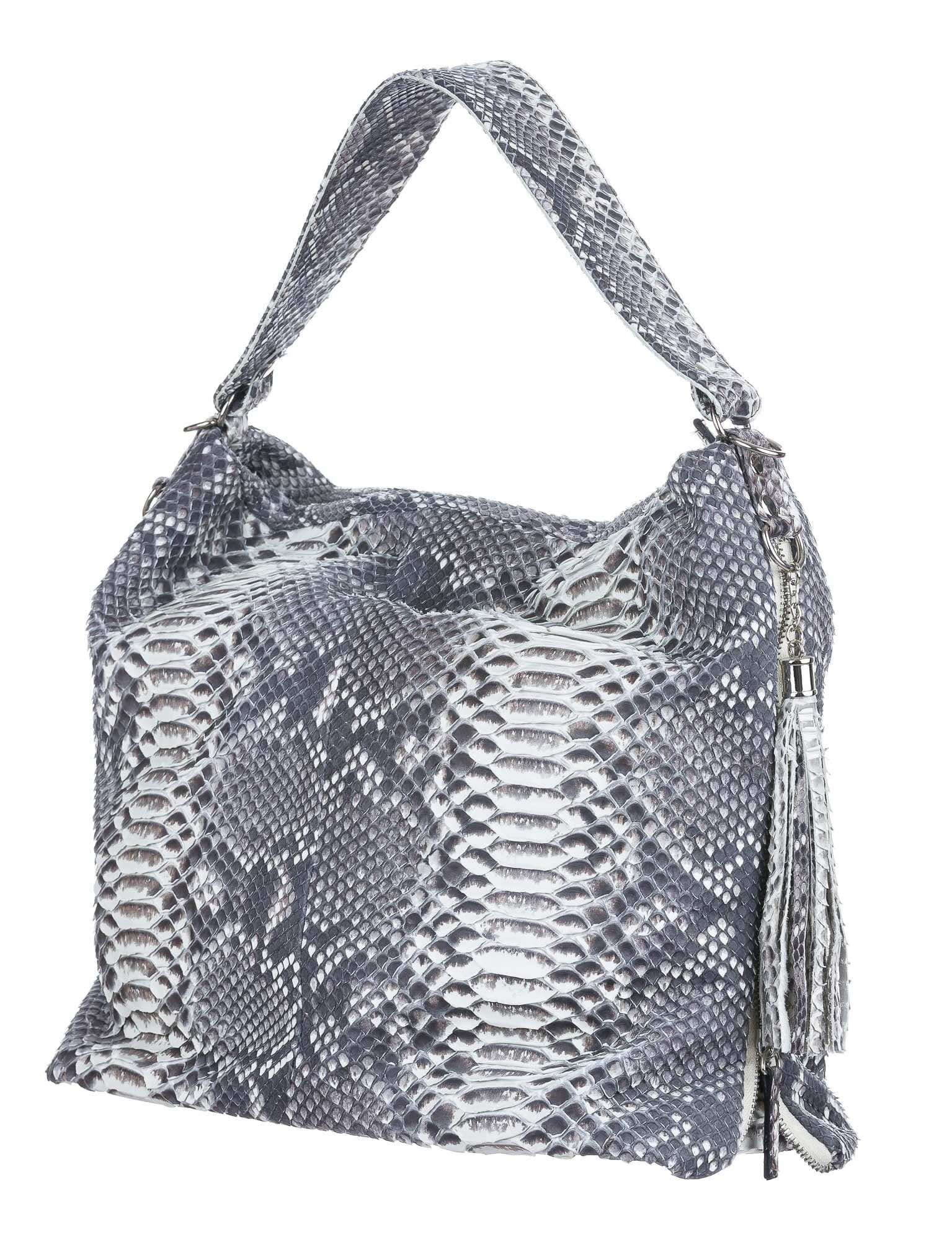 LORNA : borsa donna in pelle di pitone, colore : ROCCIA, Made in Italy
