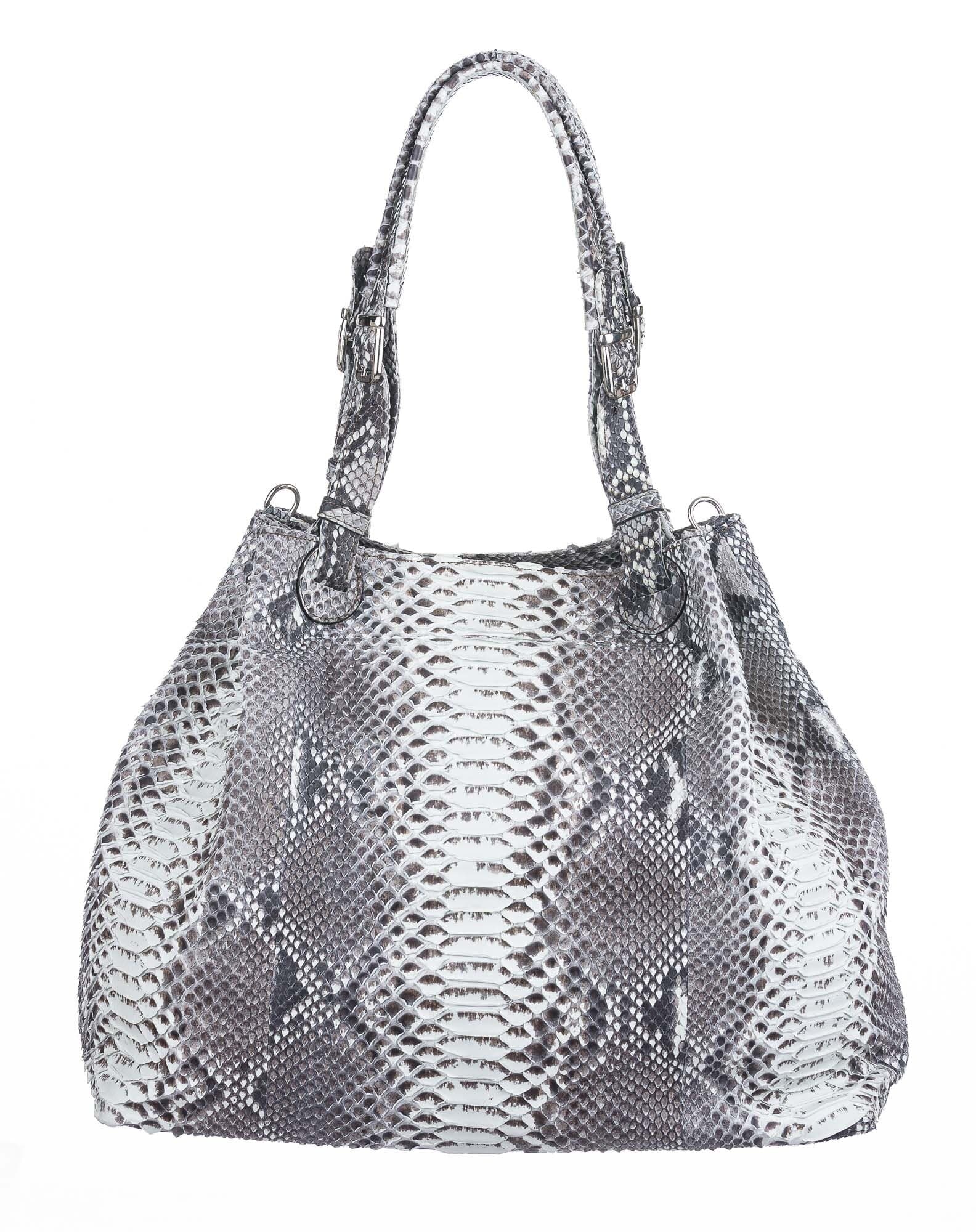 GIANNA : borsa donna in pelle di pitone, colore : ROCCIA, Made in Italy