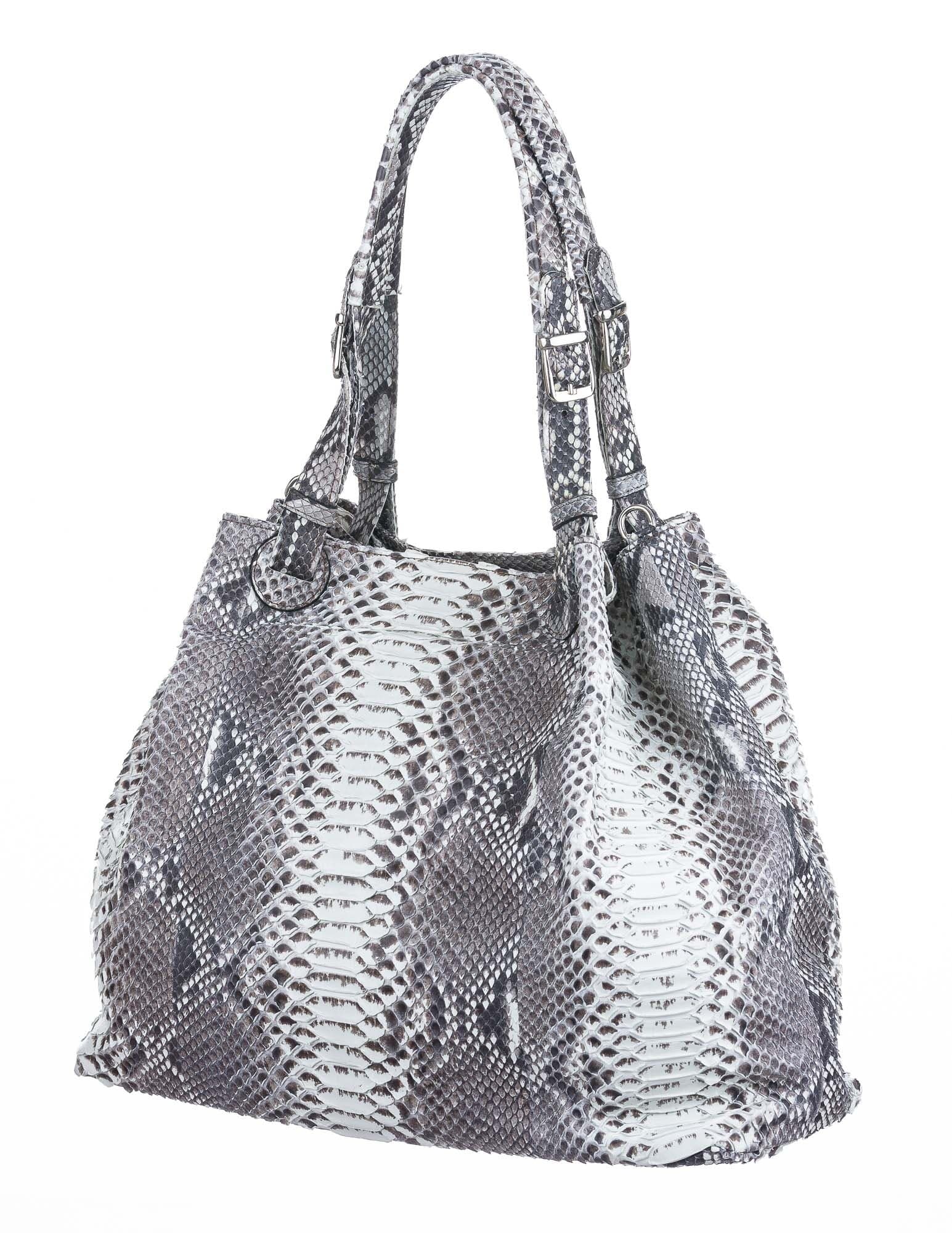 GIANNA : borsa donna in pelle di pitone, colore : ROCCIA, Made in Italy