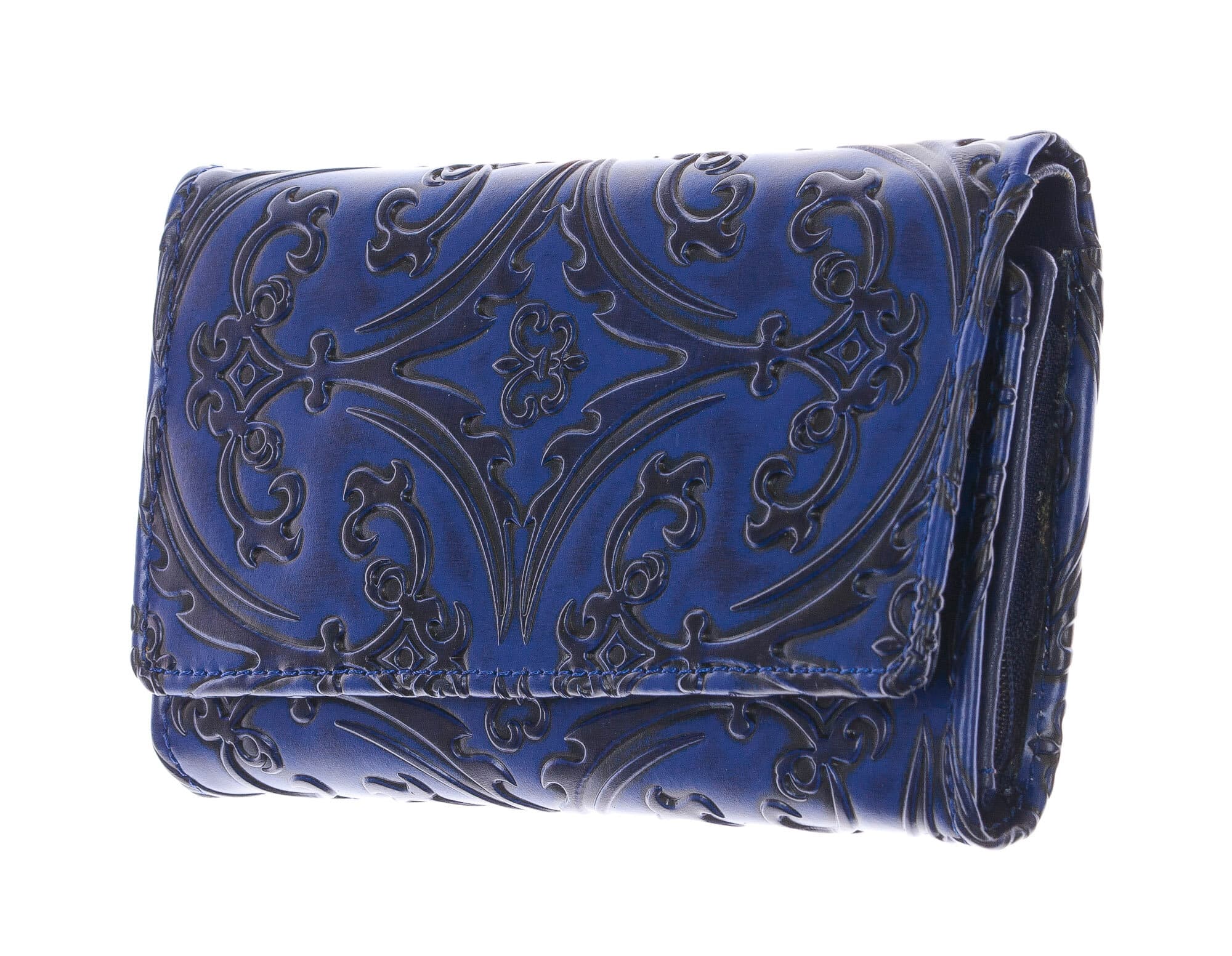 CAMELIA : portafoglio donna in cuoio, colore : BLU, Made in Italy