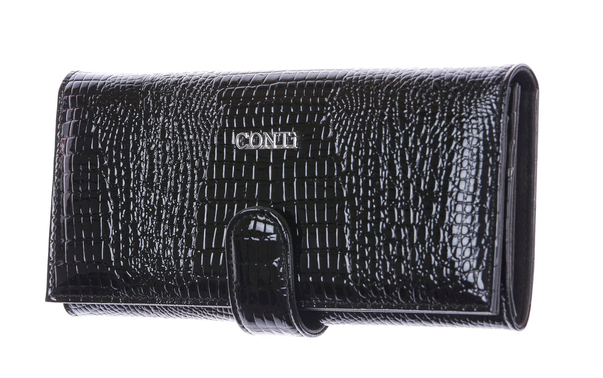 MELISSA : portafogli donna in pelle laccata, colore : NERO, Made in Italy